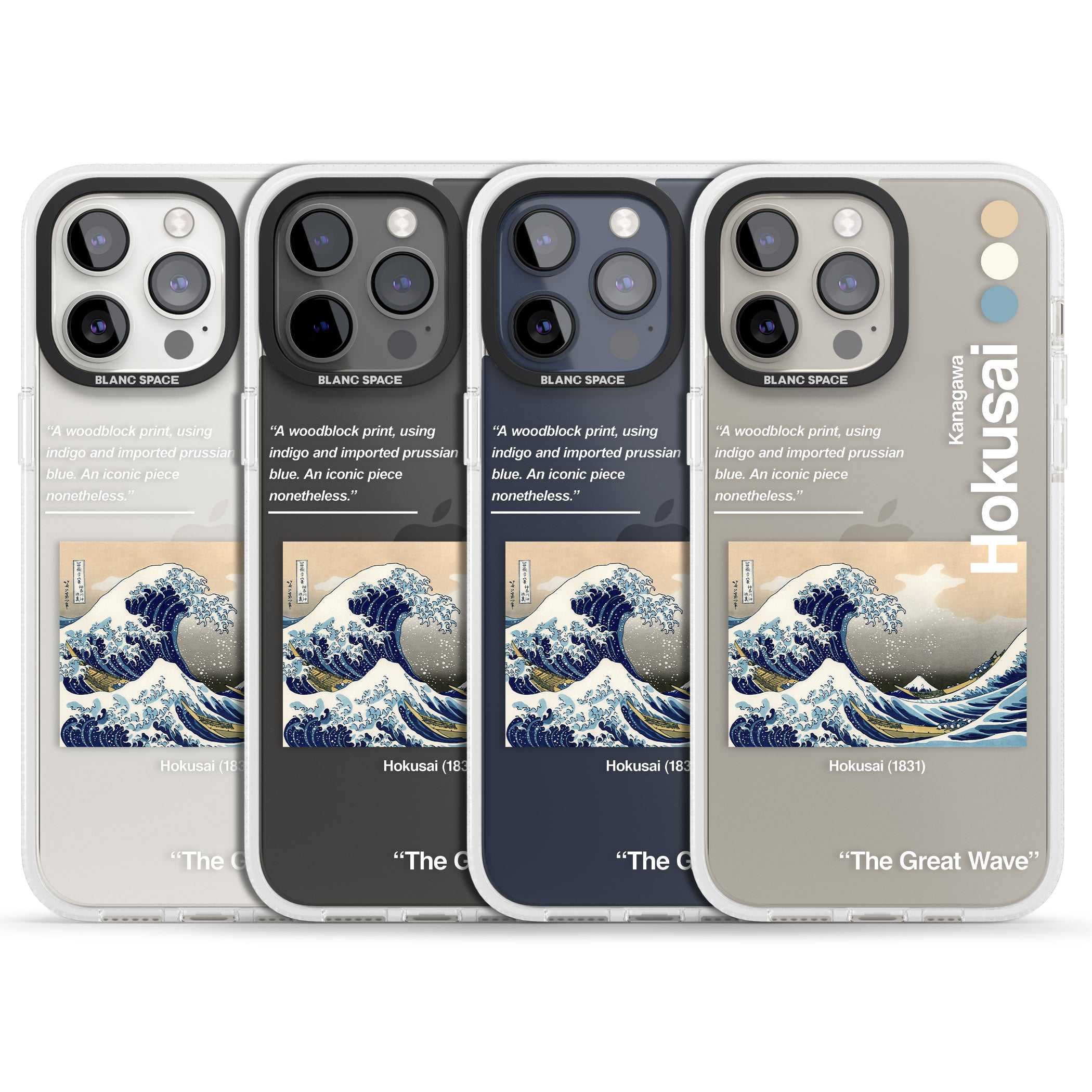The Great Wave iPhone 15 Pro Max / 15 Pro / 14 Pro Max / 14 Pro / 13 Pro Clear Case Impact Air - Blanc Space