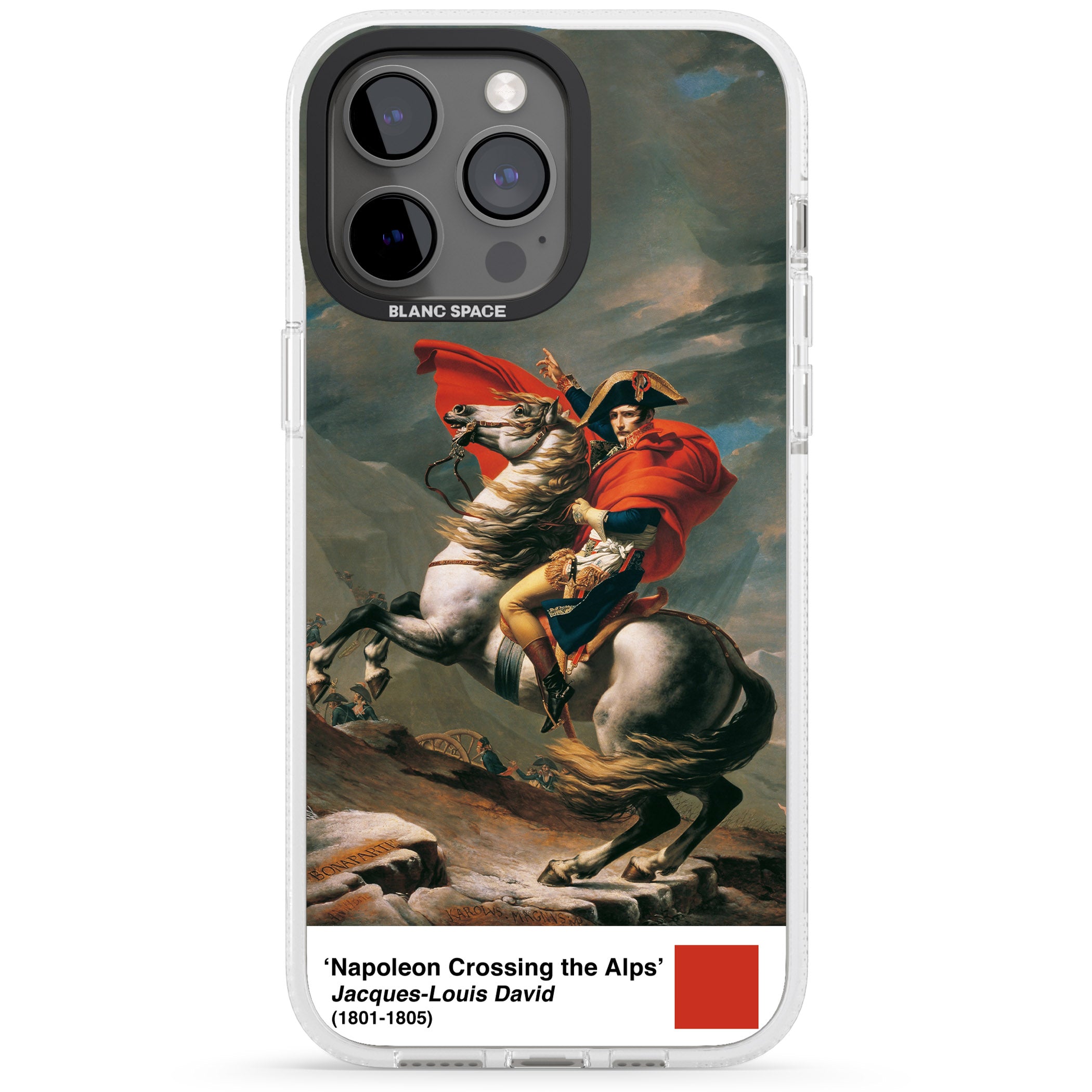 Napoleon Crossing the Alps iPhone 15 Pro Max / 15 Pro / 14 Pro Max / 14 Pro / 13 Pro Clear Case Impact Air - Blanc Space