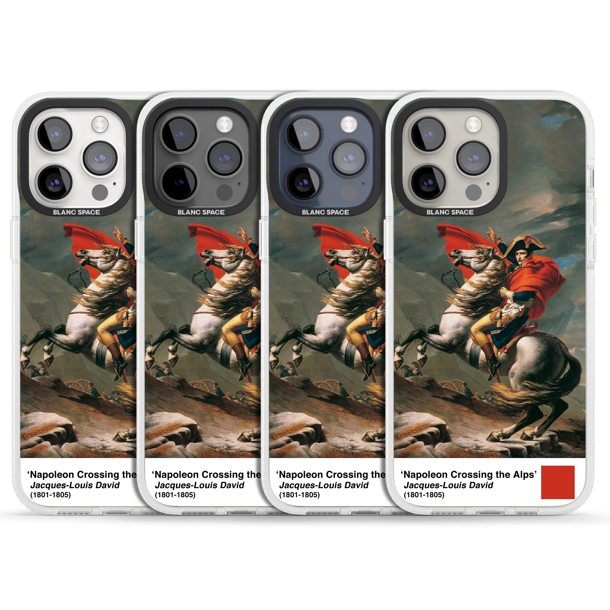 Napoleon Crossing the Alps iPhone 15 Pro Max / 15 Pro / 14 Pro Max / 14 Pro / 13 Pro Clear Case Impact Air - Blanc Space