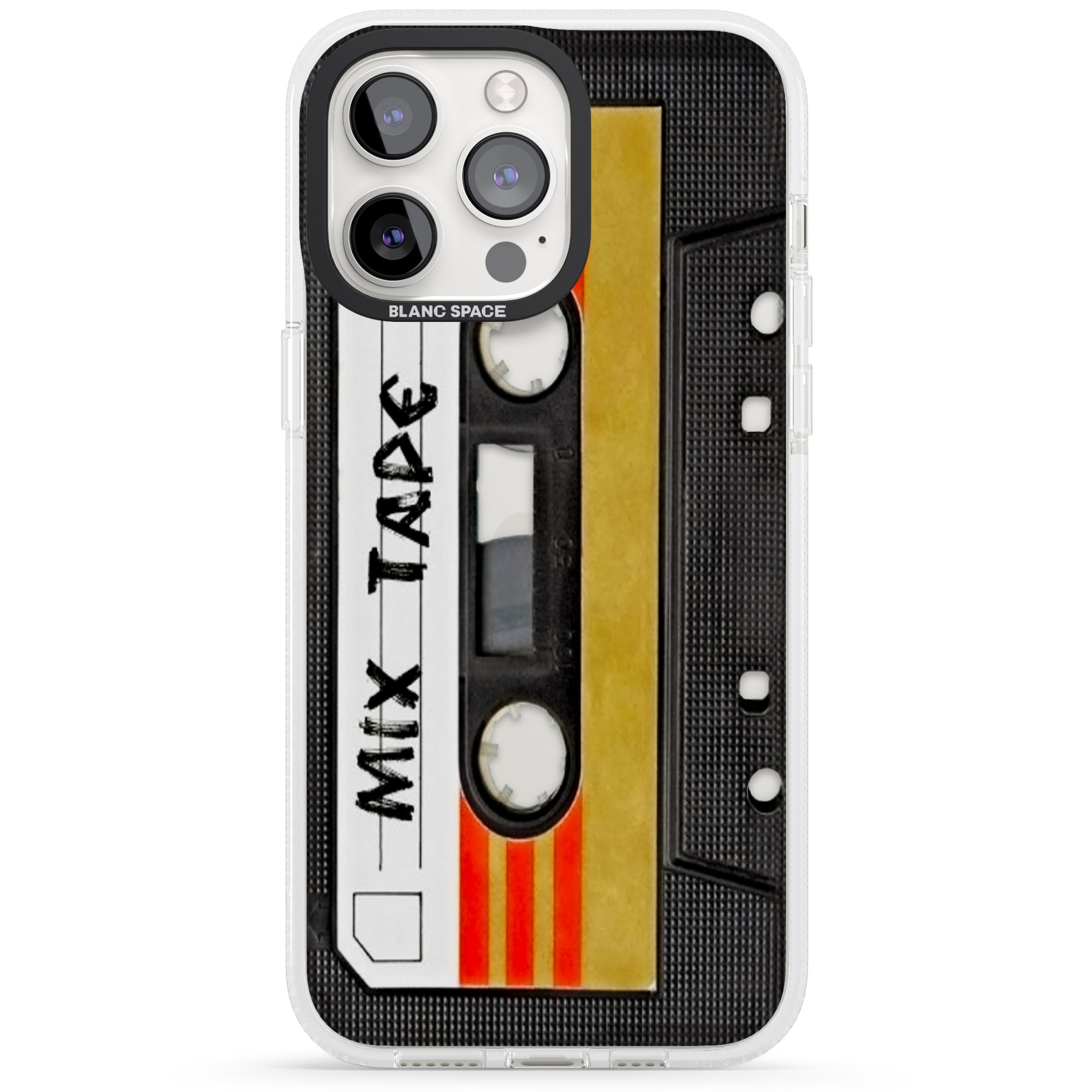 Retro Mix Tape iPhone 15 Pro Max / 15 Pro / 14 Pro Max / 14 Pro / 13 Pro Clear Case Impact Air - Blanc Space