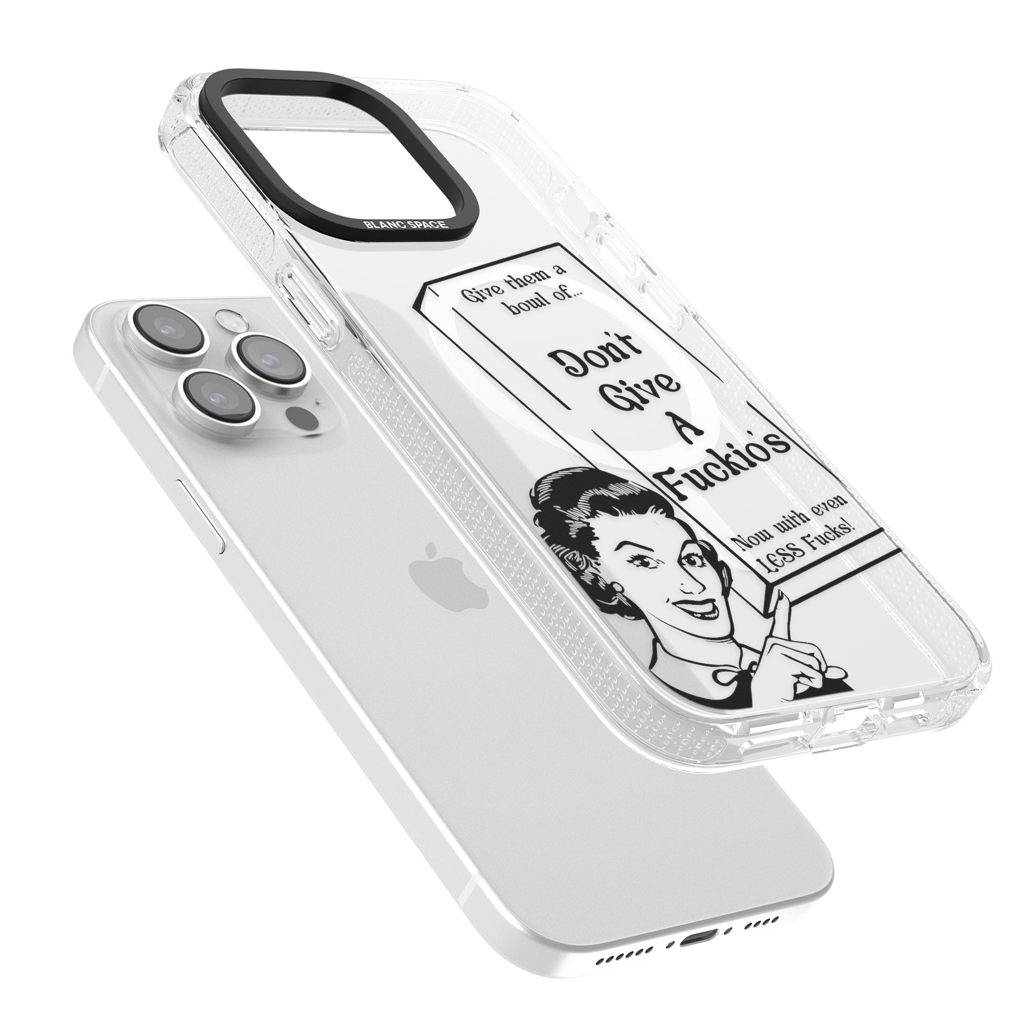 "Don't Give a F*ckio's" Cereal iPhone 15 Pro Max / 15 Pro / 14 Pro Max / 14 Pro / 13 Pro Clear Case Impact Air - Blanc Space