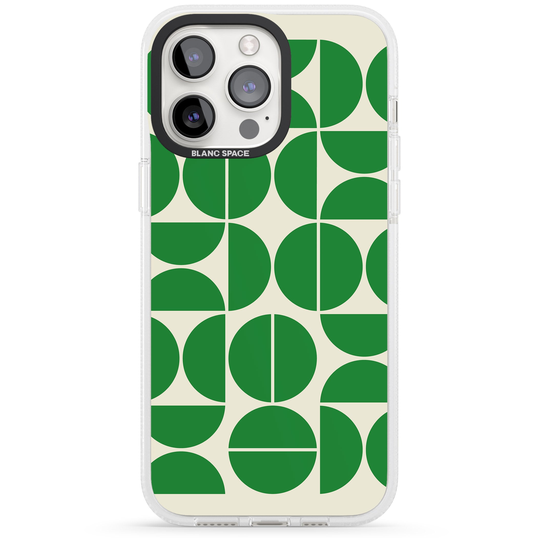Retro Green Circles iPhone 15 Pro Max / 15 Pro / 14 Pro Max / 14 Pro / 13 Pro Clear Case Impact Air - Blanc Space
