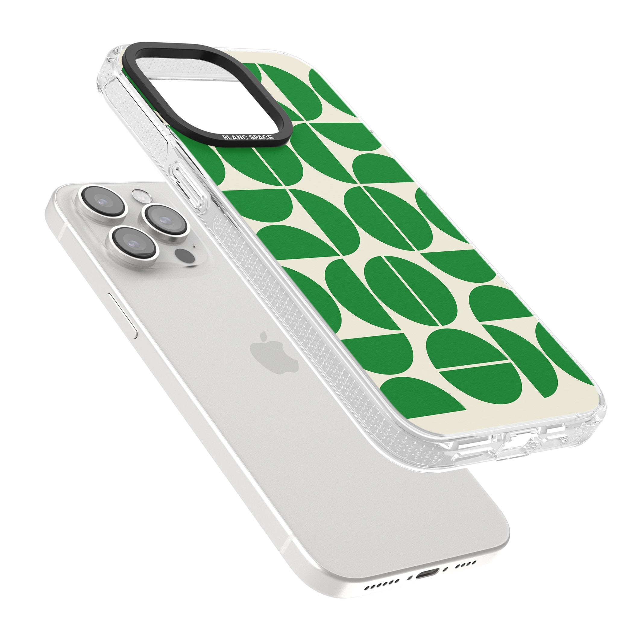 Retro Green Circles iPhone 15 Pro Max / 15 Pro / 14 Pro Max / 14 Pro / 13 Pro Clear Case Impact Air - Blanc Space