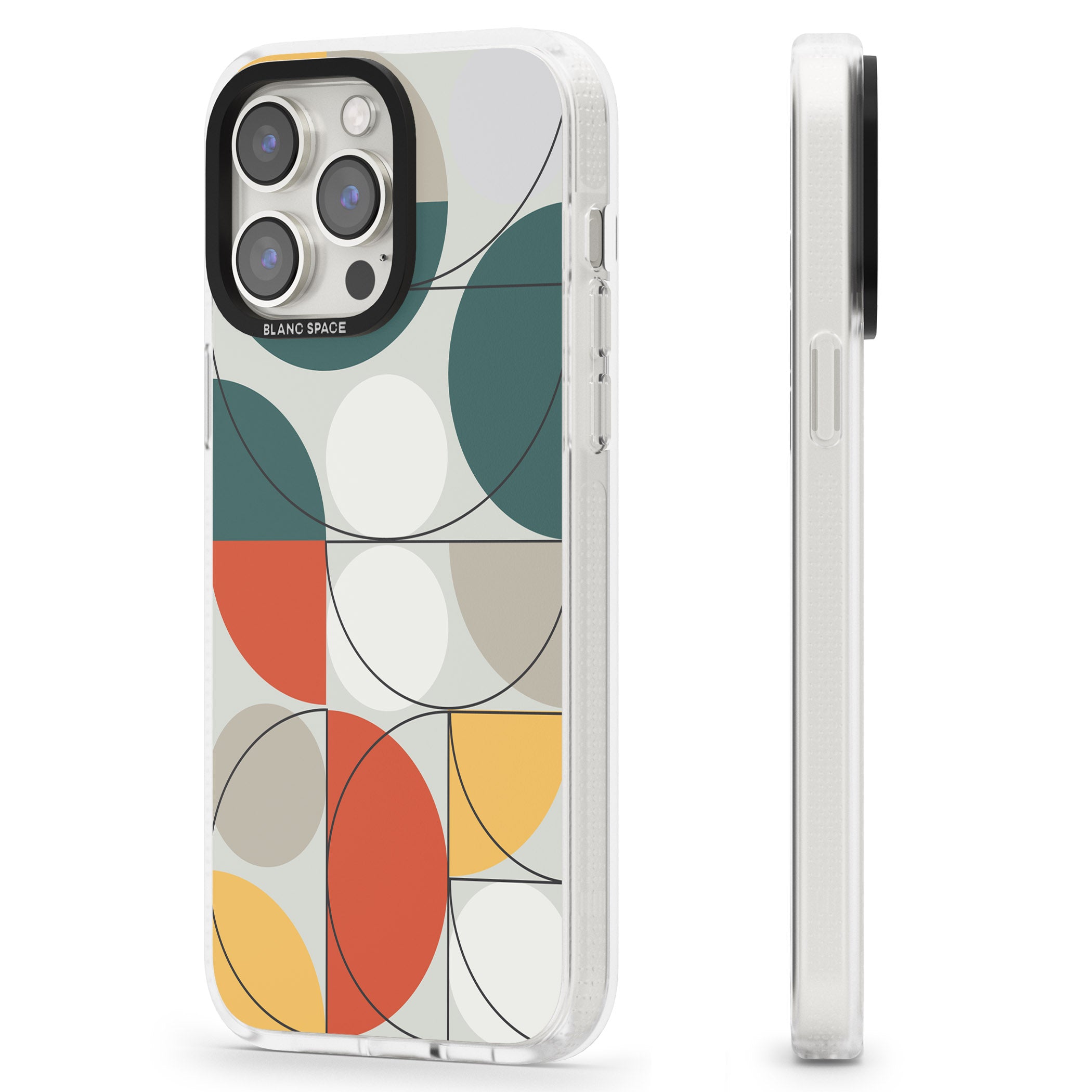 Abstract Half Circles iPhone 15 Pro Max / 15 Pro / 14 Pro Max / 14 Pro / 13 Pro Clear Case Impact Air - Blanc Space