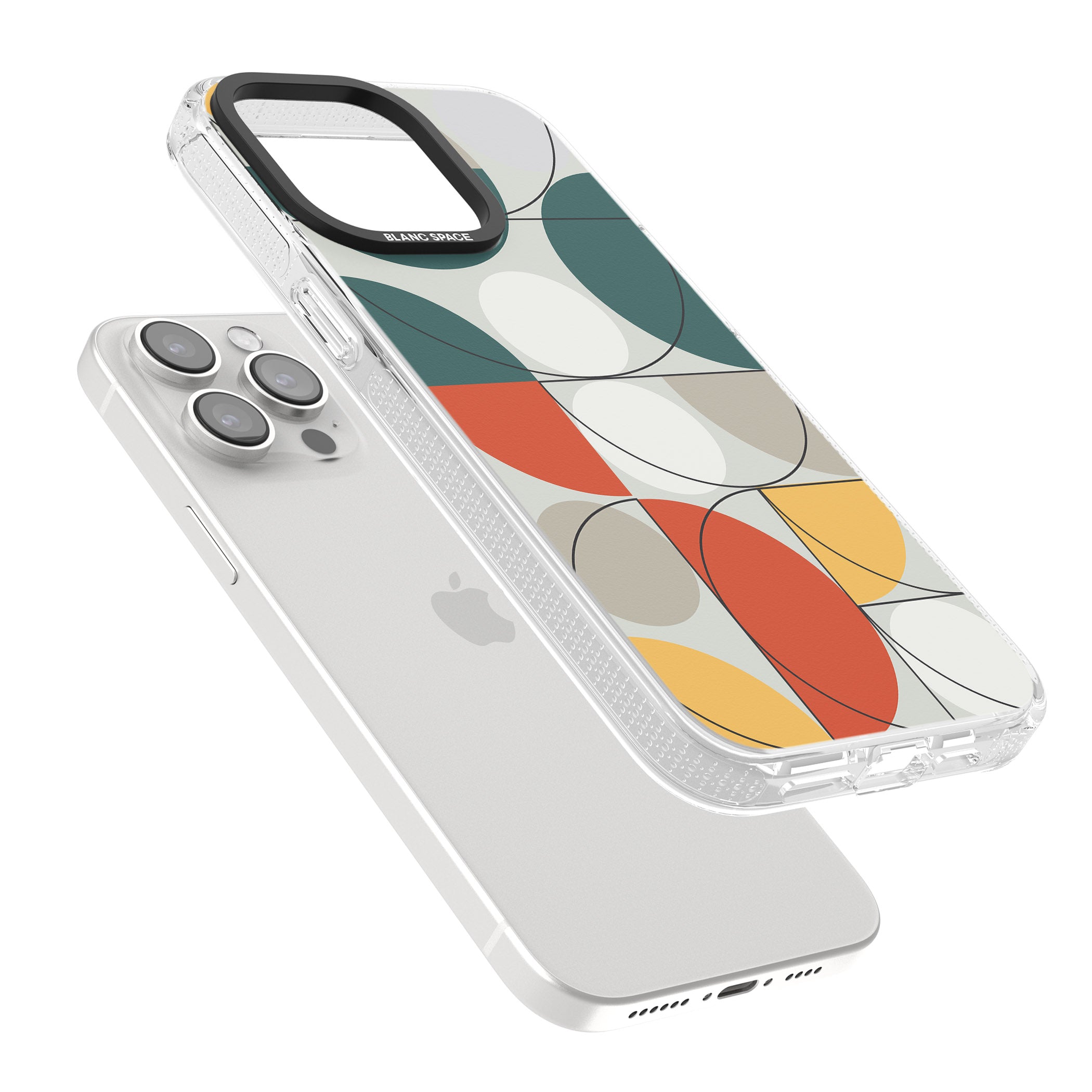 Abstract Half Circles iPhone 15 Pro Max / 15 Pro / 14 Pro Max / 14 Pro / 13 Pro Clear Case Impact Air - Blanc Space