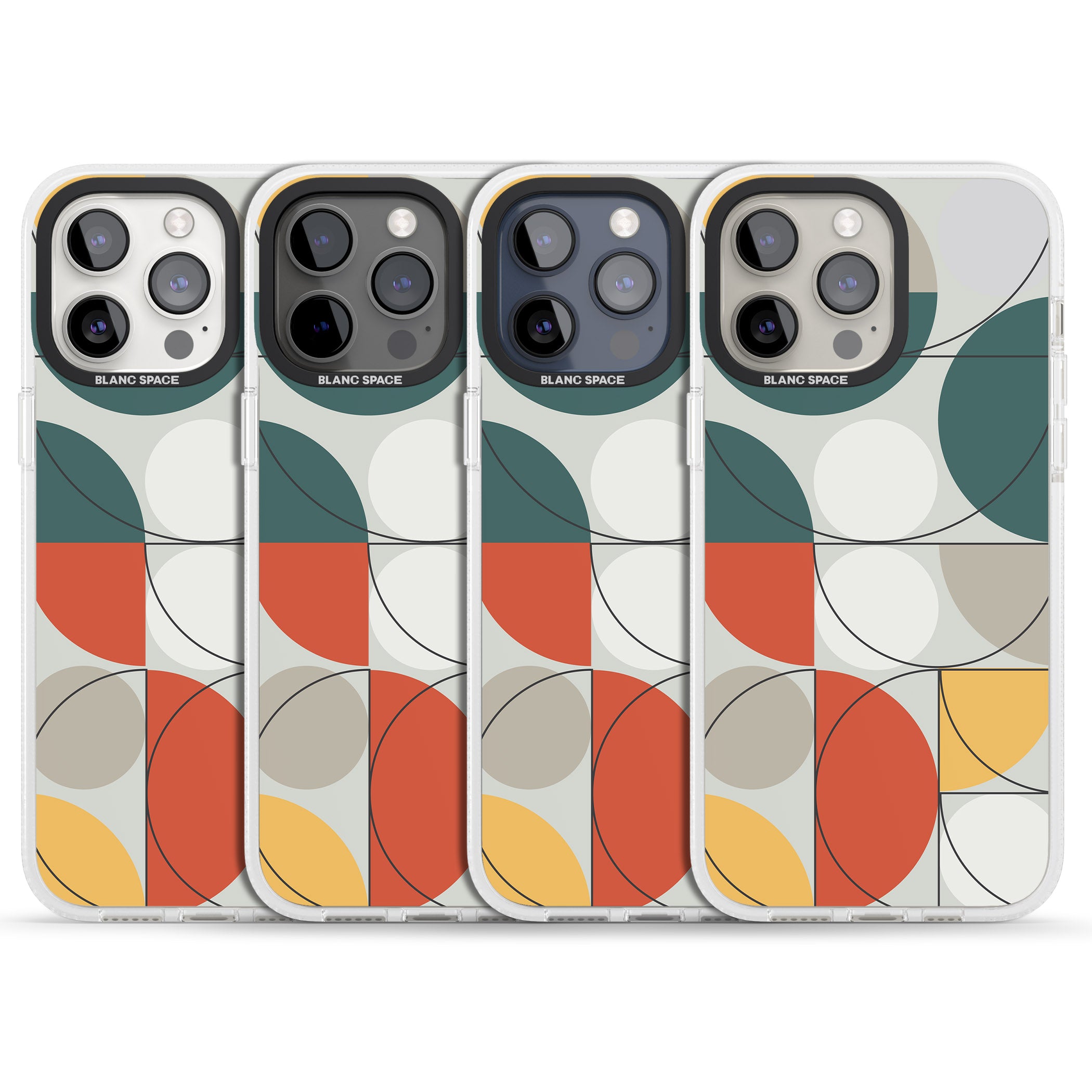 Abstract Half Circles iPhone 15 Pro Max / 15 Pro / 14 Pro Max / 14 Pro / 13 Pro Clear Case Impact Air - Blanc Space