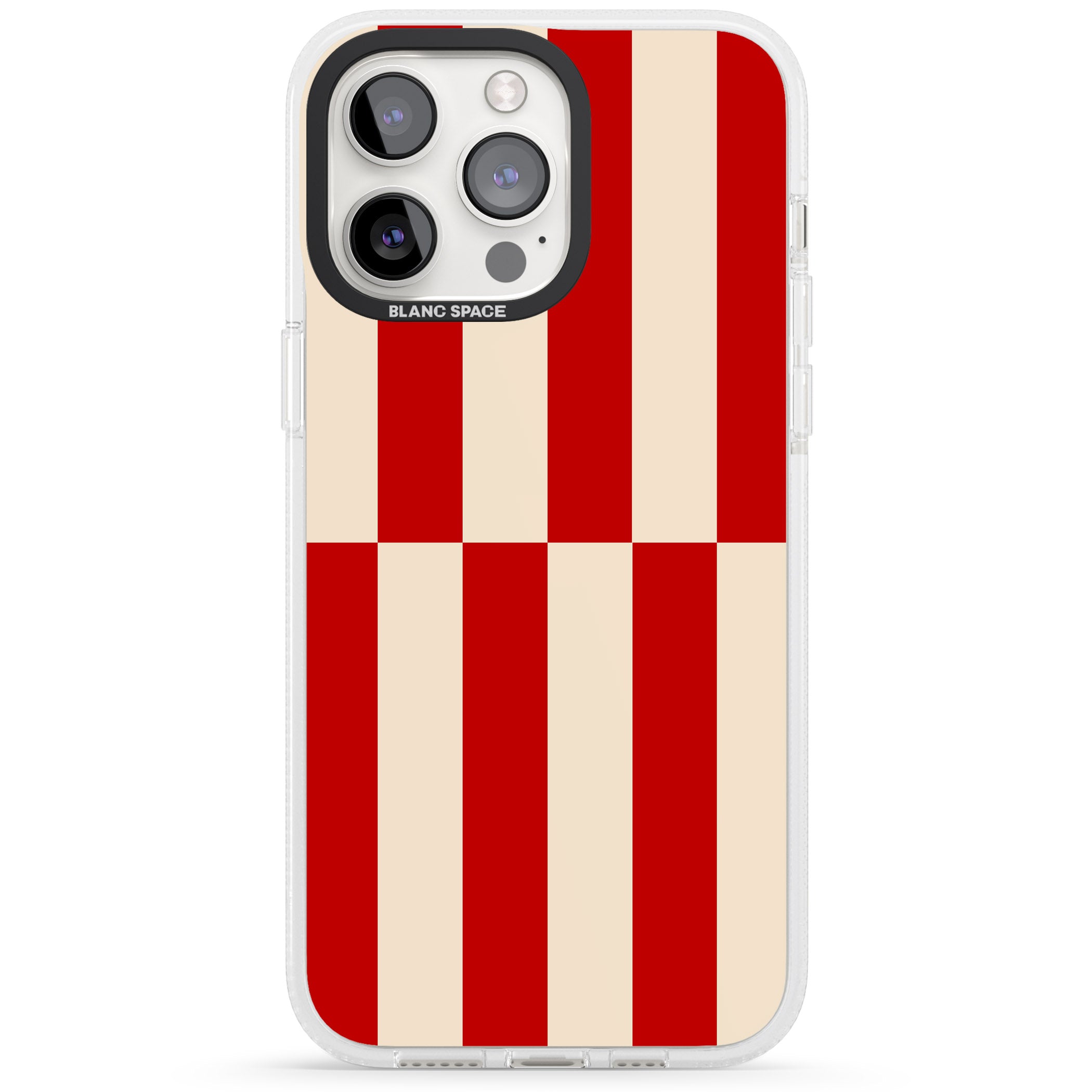 Retro Red Stripes iPhone 15 Pro Max / 15 Pro / 14 Pro Max / 14 Pro / 13 Pro Clear Case Impact Air - Blanc Space
