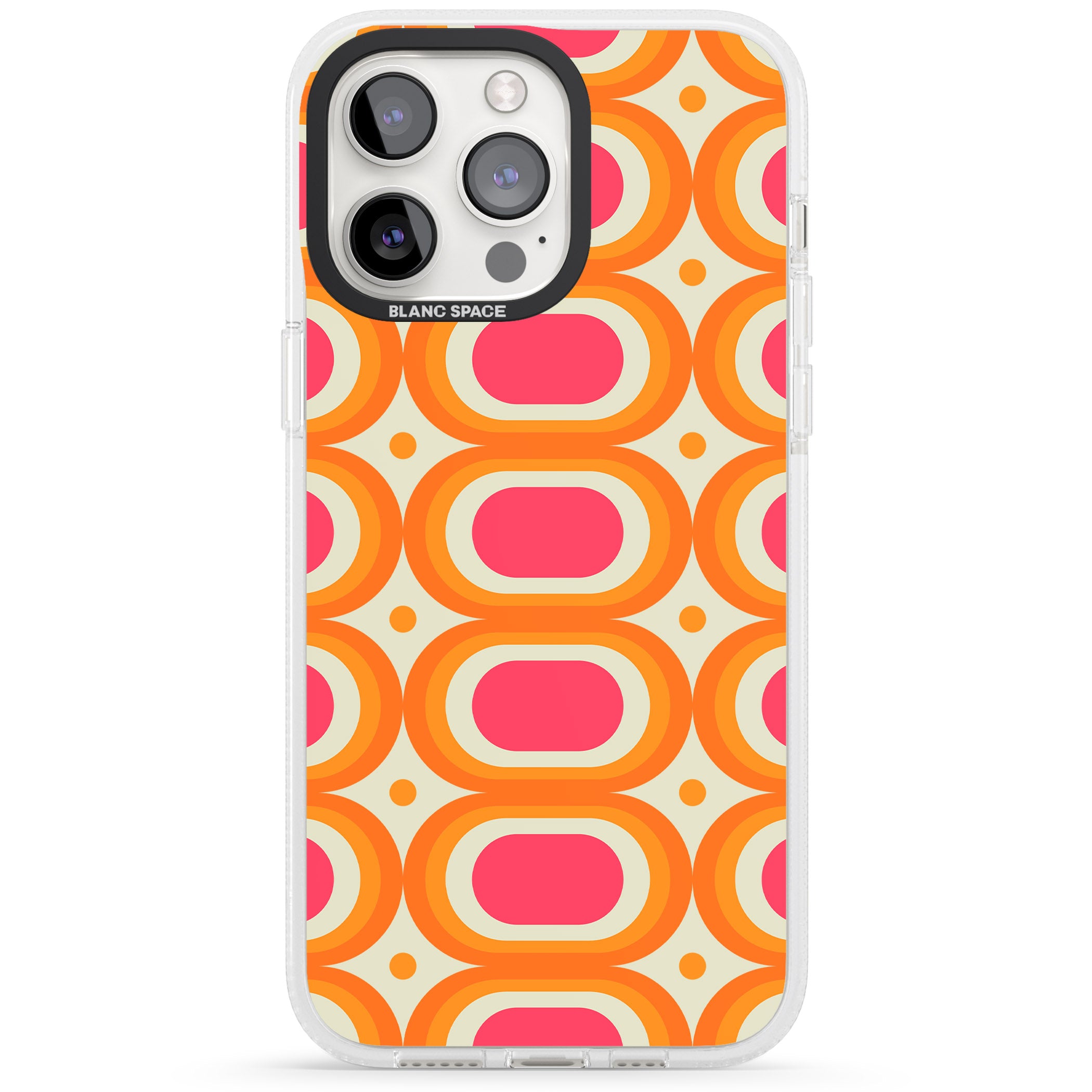 Groovy 60s Shape Pattern iPhone 15 Pro Max / 15 Pro / 14 Pro Max / 14 Pro / 13 Pro Clear Case Impact Air - Blanc Space