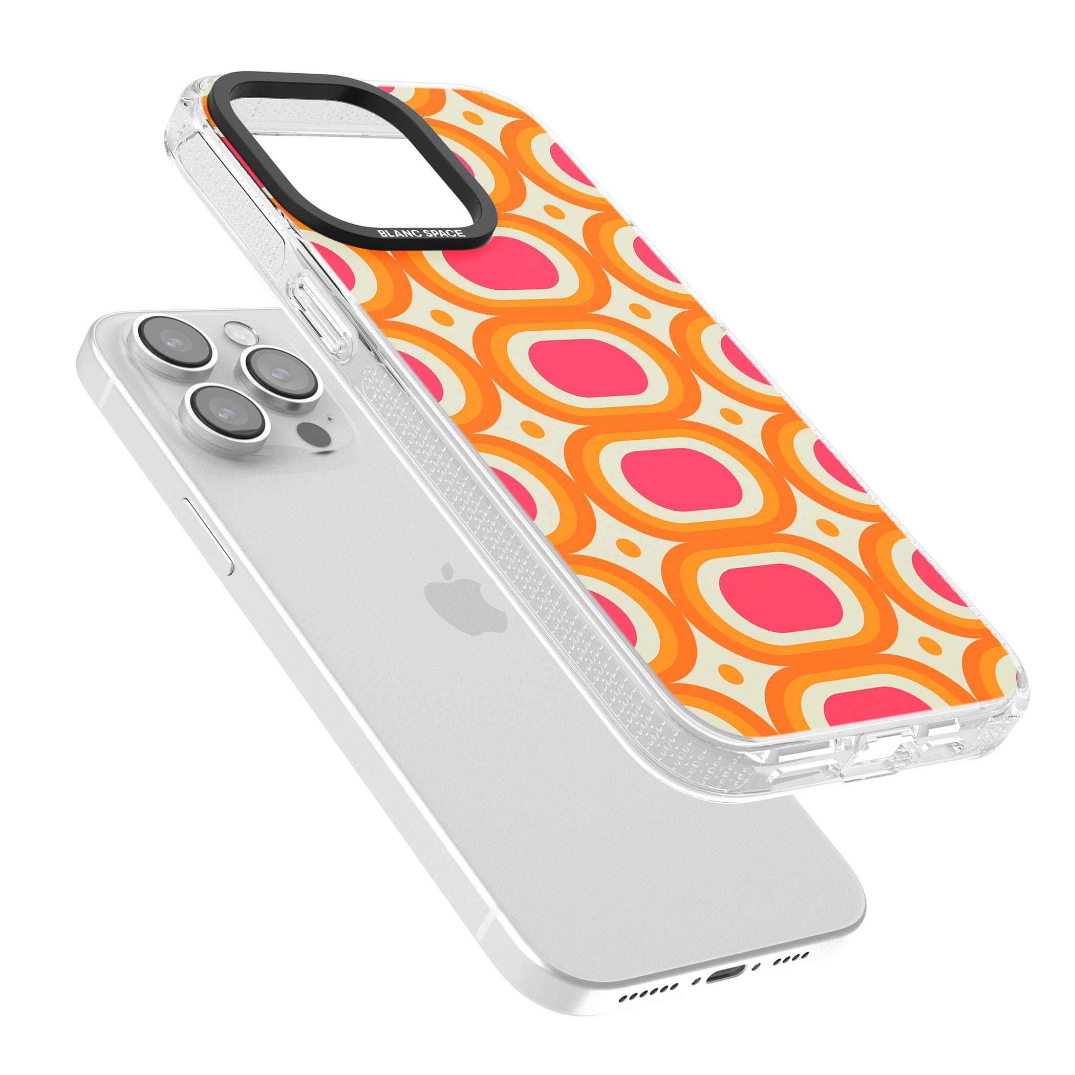 Groovy 60s Shape Pattern iPhone 15 Pro Max / 15 Pro / 14 Pro Max / 14 Pro / 13 Pro Clear Case Impact Air - Blanc Space