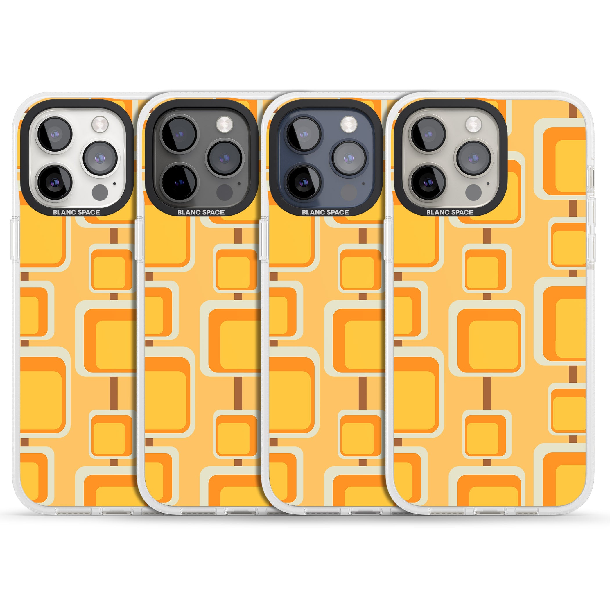 Sunny Mid-Century Squares iPhone 15 Pro Max / 15 Pro / 14 Pro Max / 14 Pro / 13 Pro Clear Case Impact Air - Blanc Space