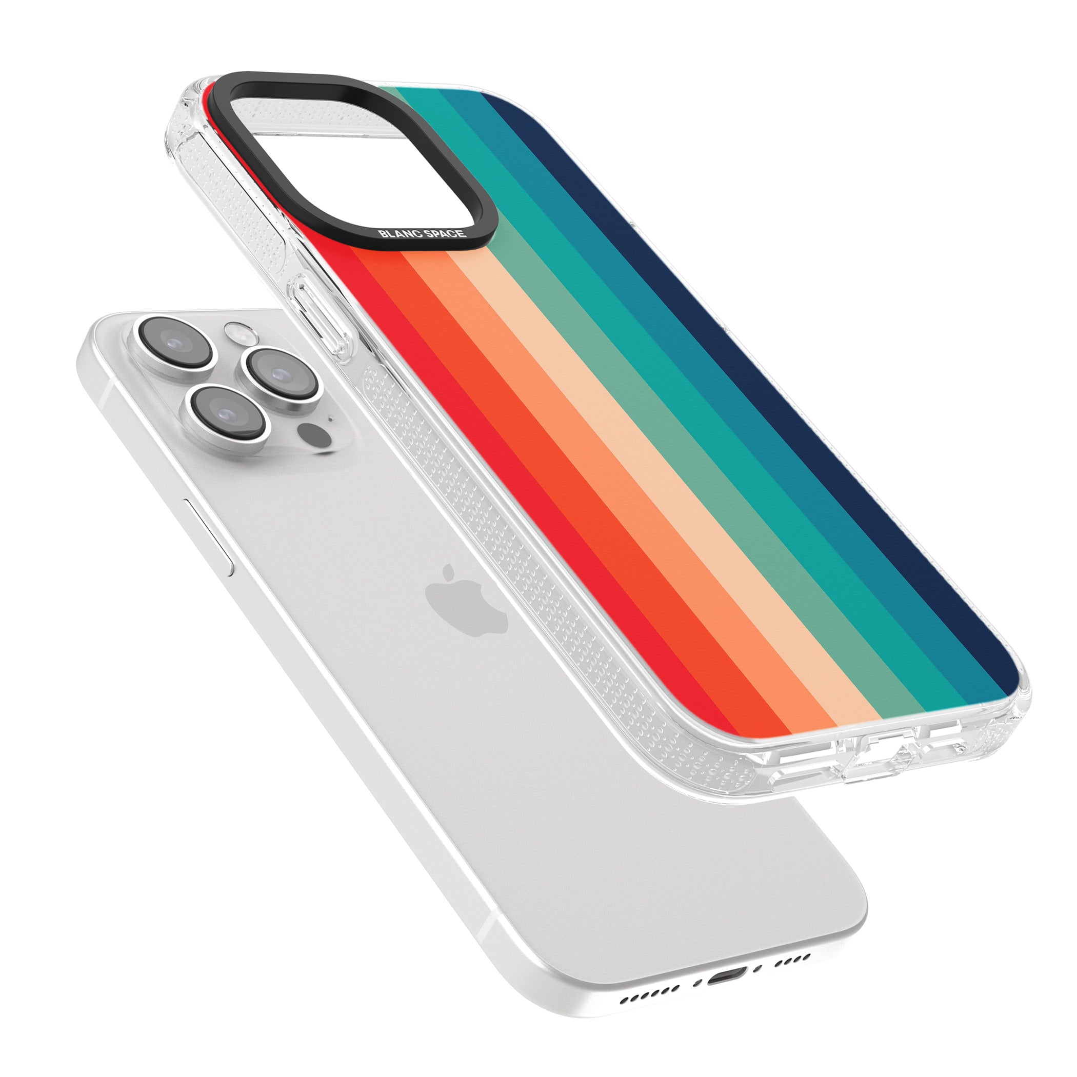 Retro 70's Colour Palette iPhone 15 Pro Max / 15 Pro / 14 Pro Max / 14 Pro / 13 Pro Clear Case Impact Air - Blanc Space