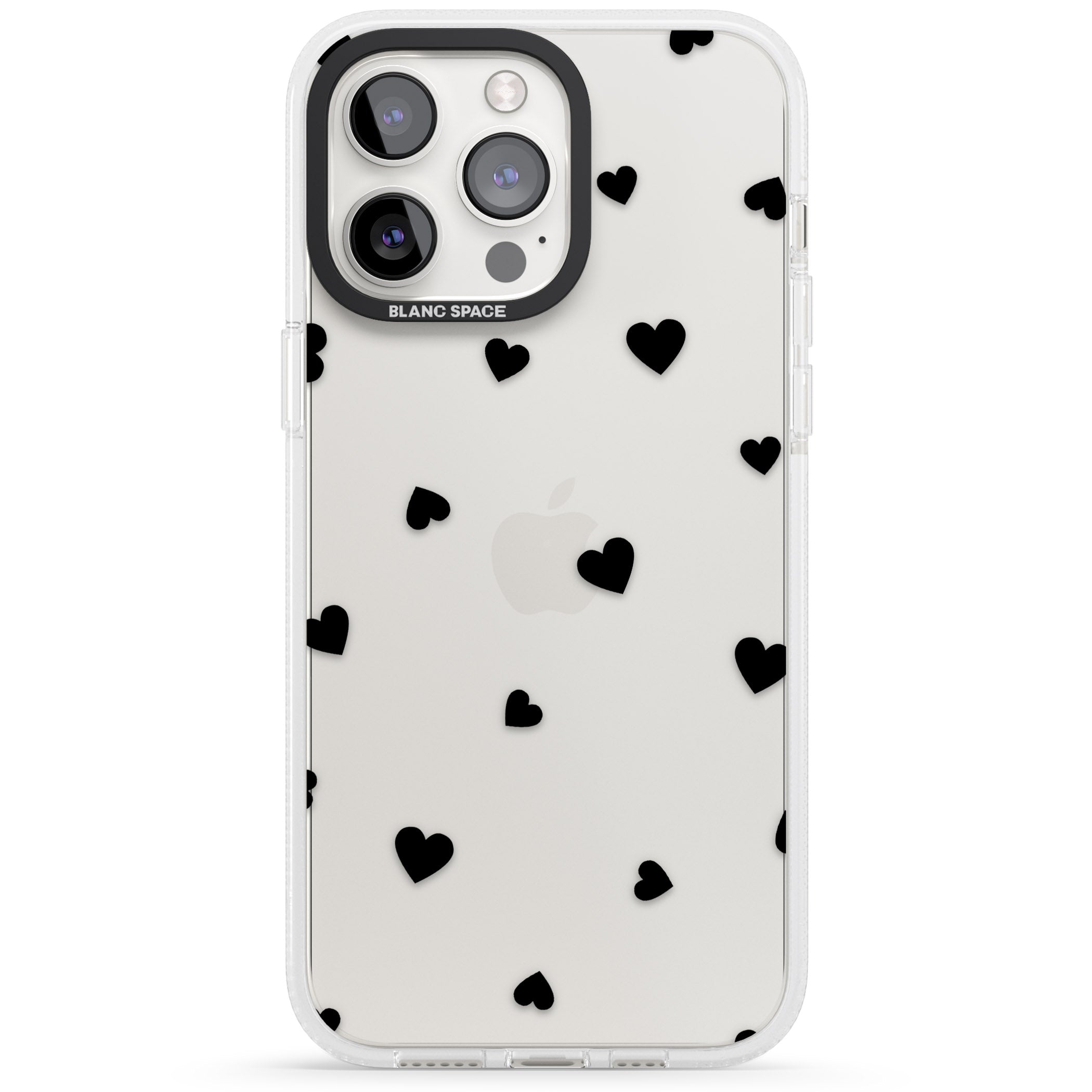 Black Hearts Pattern iPhone 15 Pro Max / 15 Pro / 14 Pro Max / 14 Pro / 13 Pro Clear Case Impact Air - Blanc Space