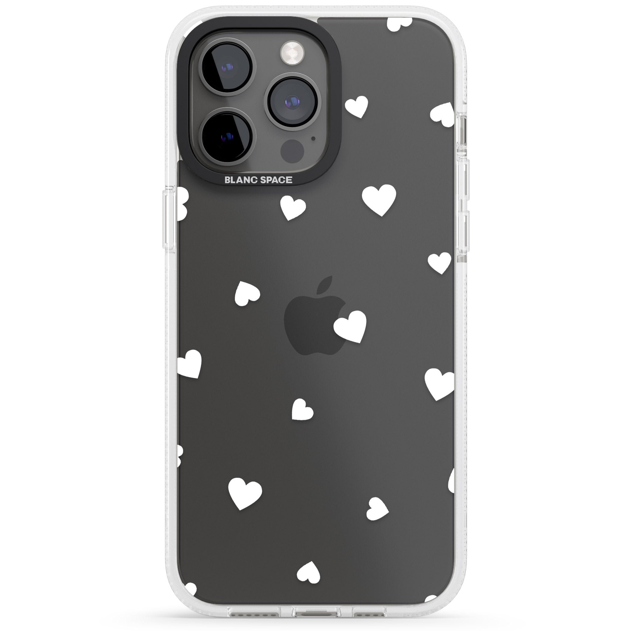 White Hearts Pattern iPhone 15 Pro Max / 15 Pro / 14 Pro Max / 14 Pro / 13 Pro Clear Case Impact Air - Blanc Space