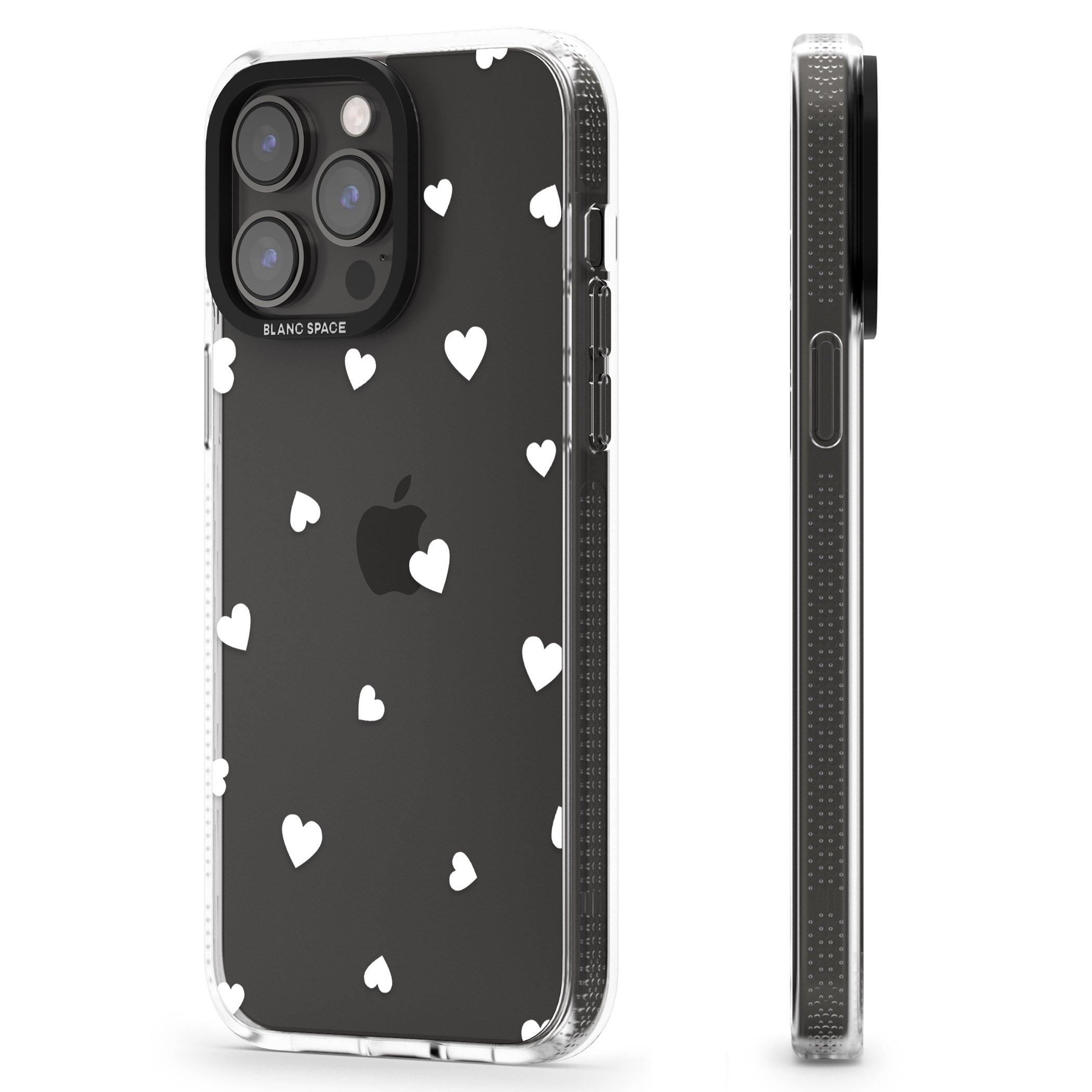 White Hearts Pattern iPhone 15 Pro Max / 15 Pro / 14 Pro Max / 14 Pro / 13 Pro Clear Case Impact Air - Blanc Space