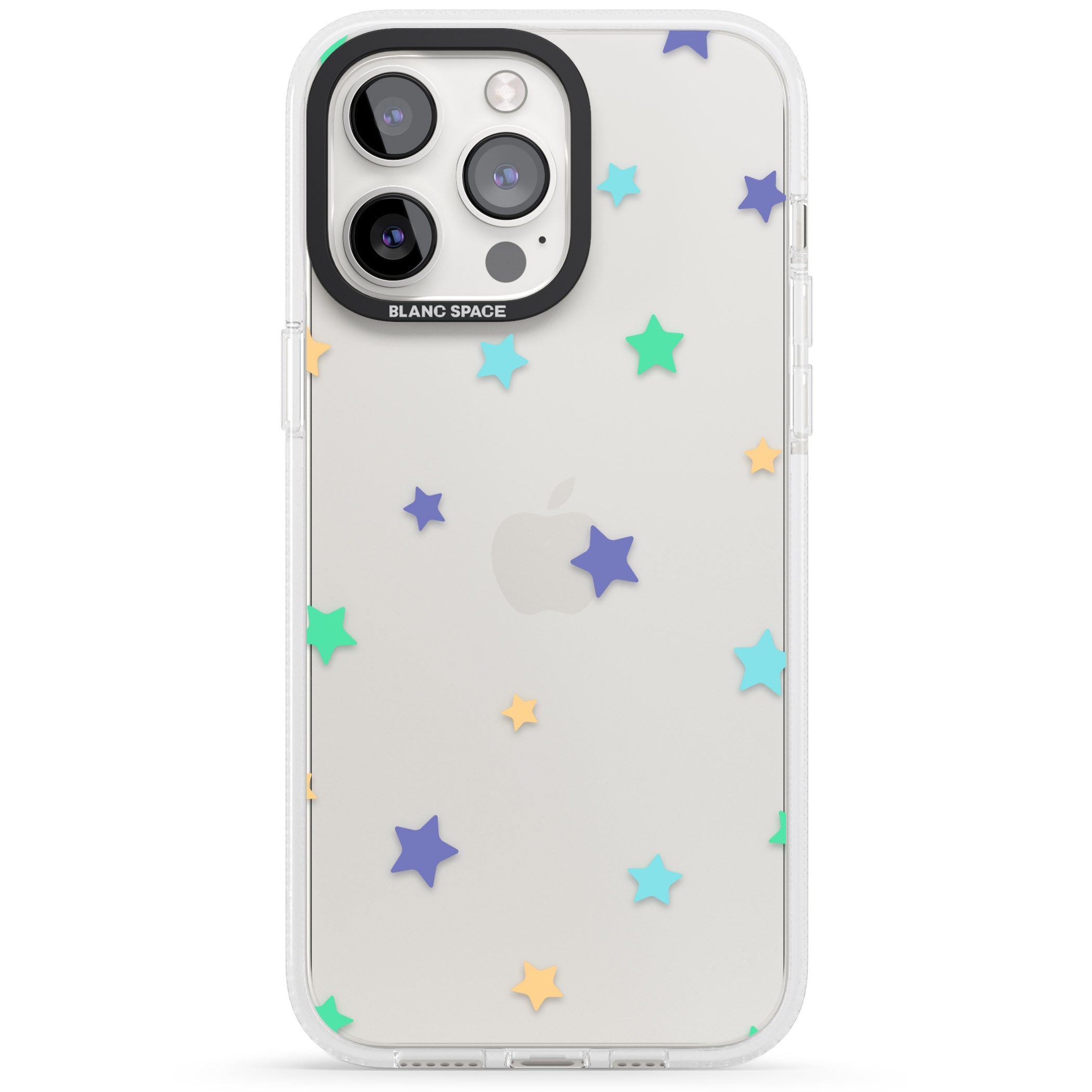 Pastel Stars Pattern iPhone 15 Pro Max / 15 Pro / 14 Pro Max / 14 Pro / 13 Pro Clear Case Impact Air - Blanc Space