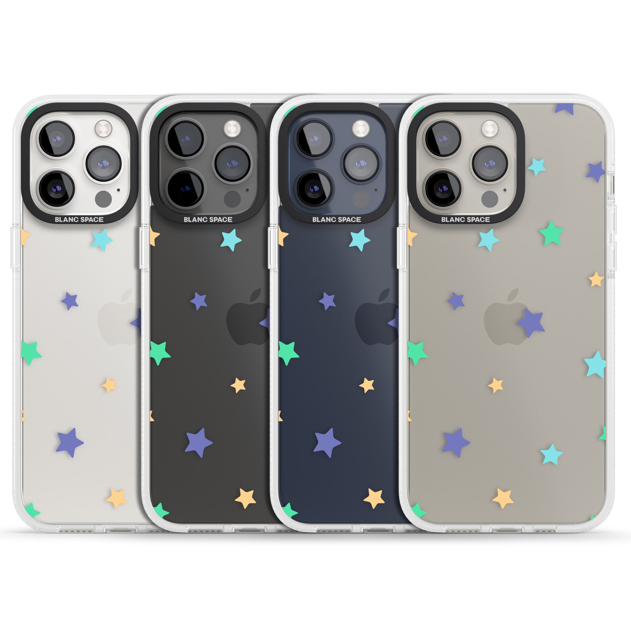 Pastel Stars Pattern iPhone 15 Pro Max / 15 Pro / 14 Pro Max / 14 Pro / 13 Pro Clear Case Impact Air - Blanc Space