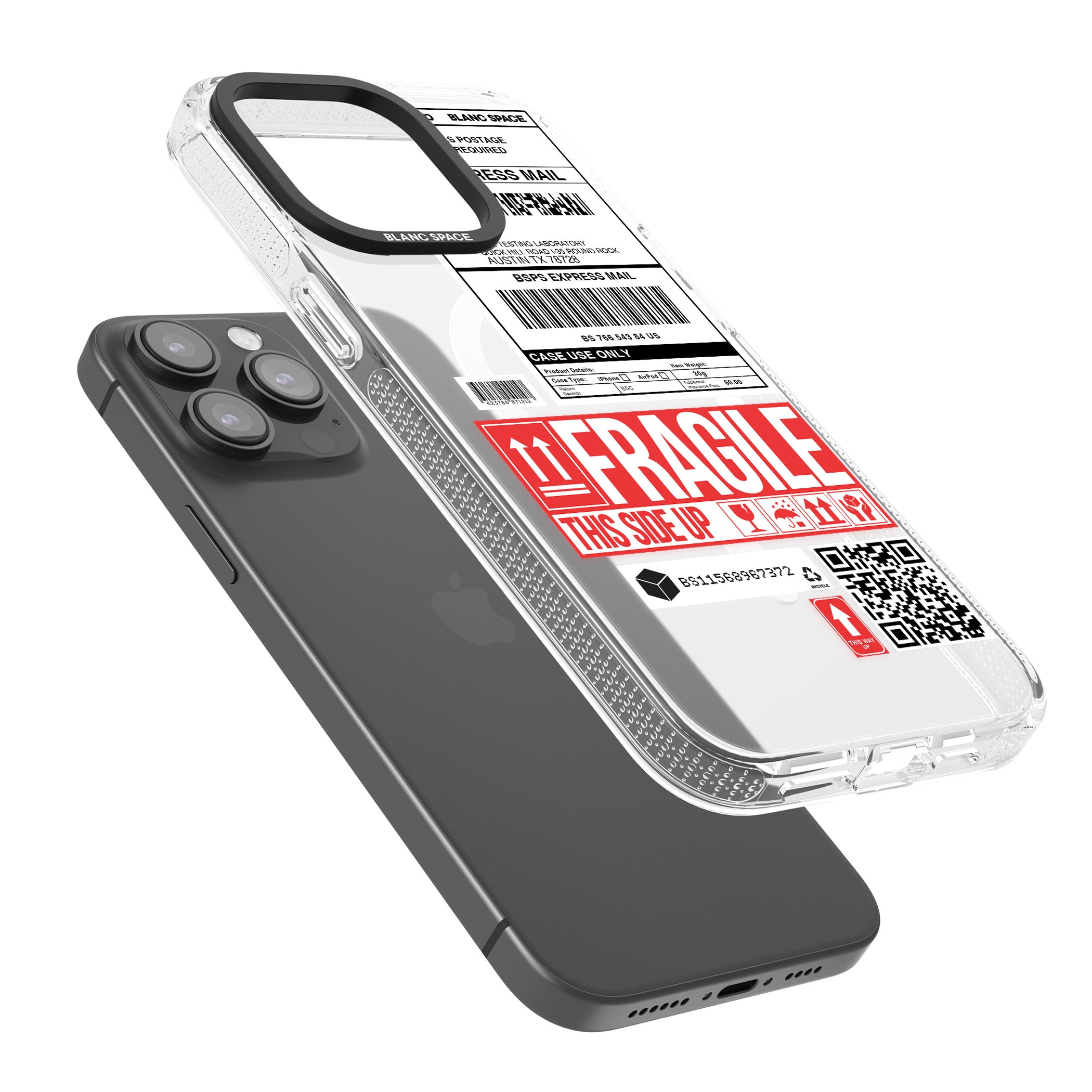 Shipping Label iPhone 15 Pro Max / 15 Pro / 14 Pro Max / 14 Pro / 13 Pro Clear Case Impact Air - Blanc Space