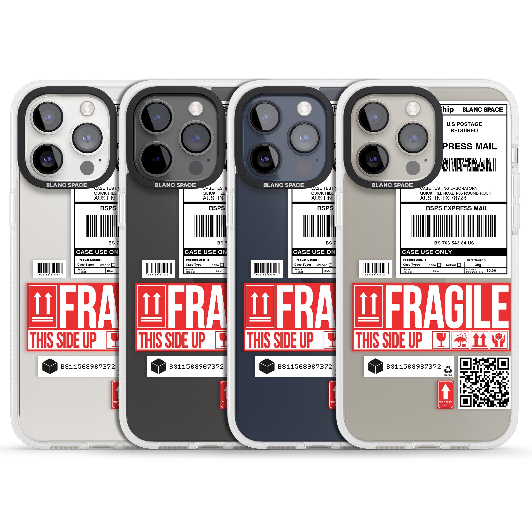 Shipping Label iPhone 15 Pro Max / 15 Pro / 14 Pro Max / 14 Pro / 13 Pro Clear Case Impact Air - Blanc Space