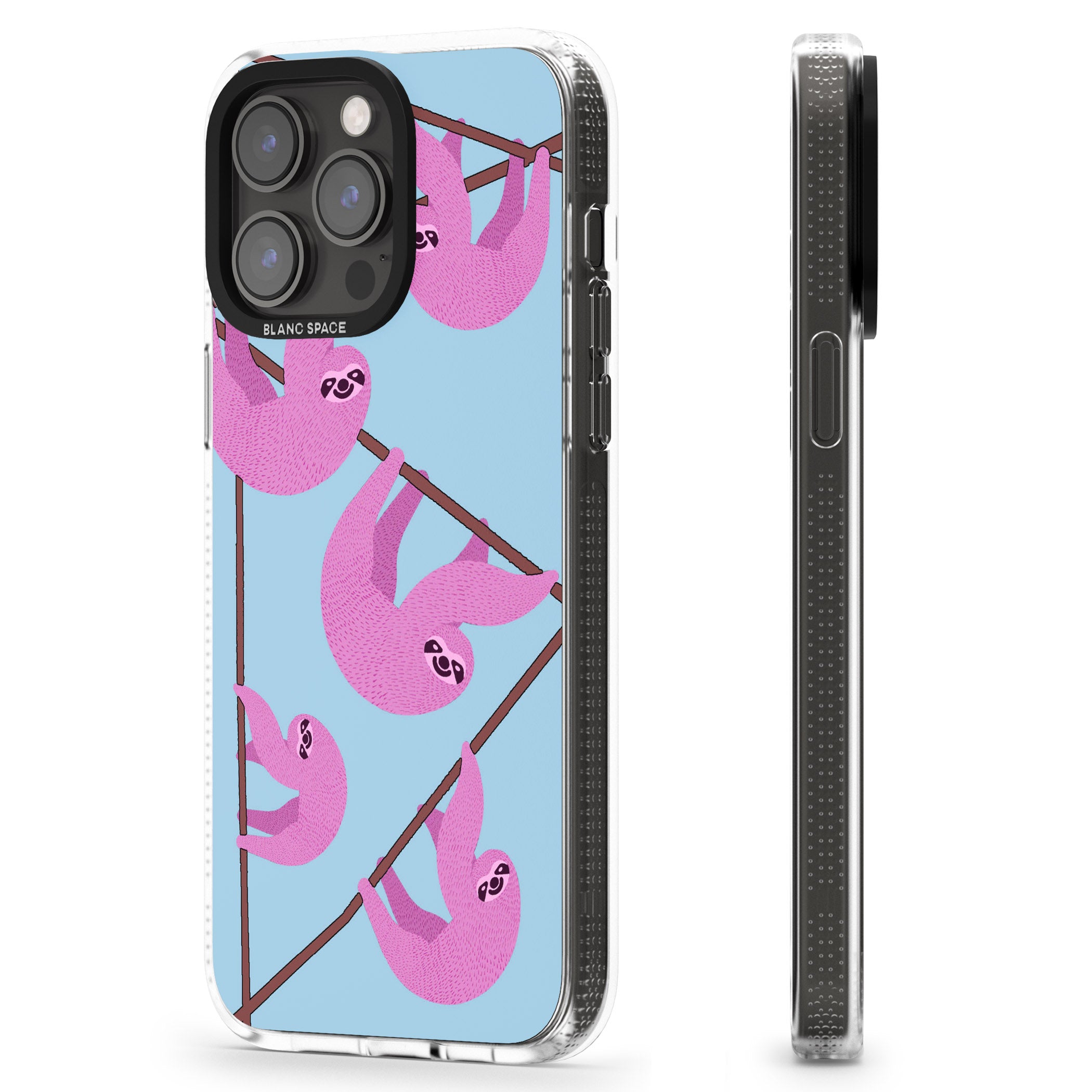 Pink Sloth iPhone 15 Pro Max / 15 Pro / 14 Pro Max / 14 Pro / 13 Pro Clear Case Impact Air - Blanc Space