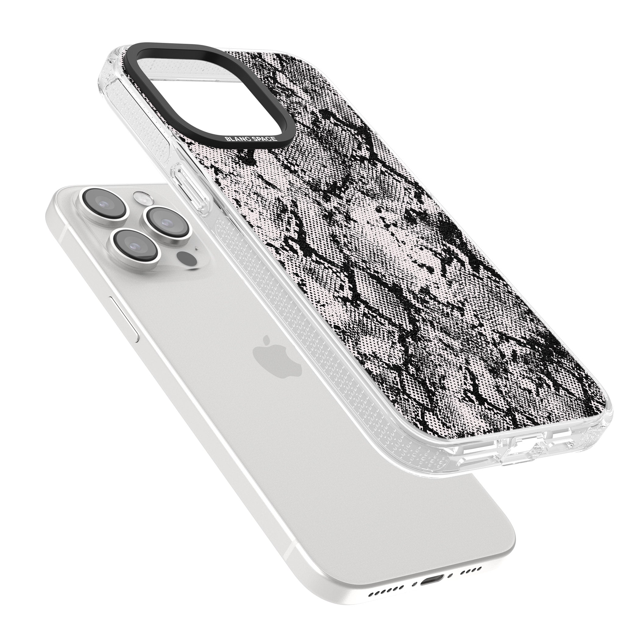 Pastel Snakeskin - Grey iPhone 15 Pro Max / 15 Pro / 14 Pro Max / 14 Pro / 13 Pro Clear Case Impact Air - Blanc Space