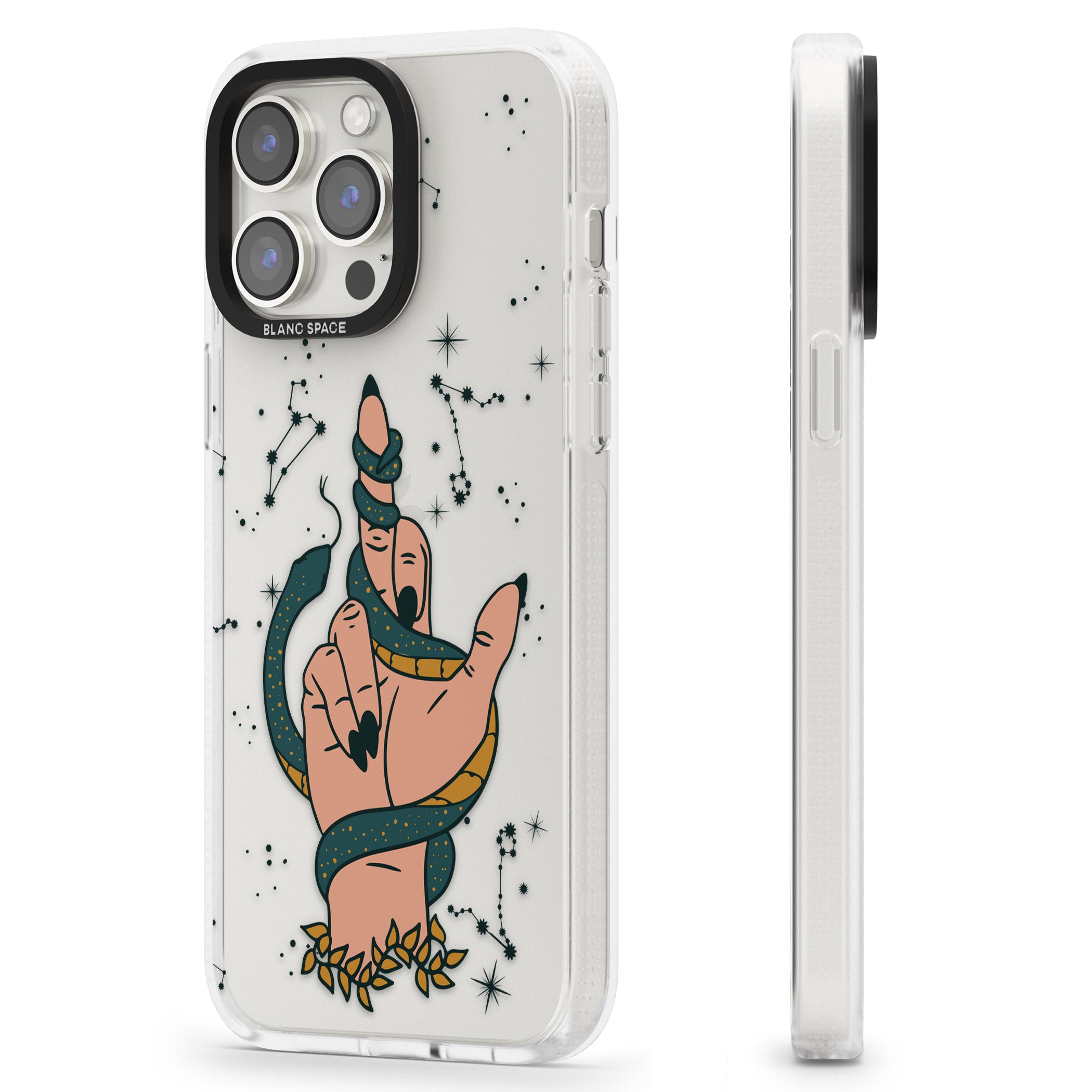 Snakes, Stars and Cynicism iPhone 15 Pro Max / 15 Pro / 14 Pro Max / 14 Pro / 13 Pro Clear Case Impact Air - Blanc Space
