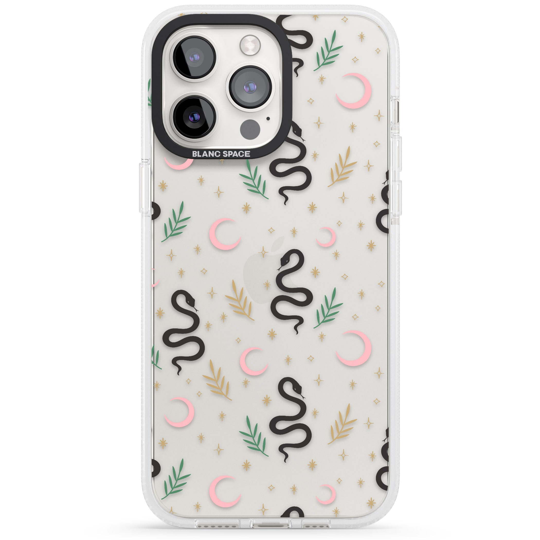 Snake & Moon Pattern (Clear) iPhone 15 Pro Max / 15 Pro / 14 Pro Max / 14 Pro / 13 Pro Clear Case Impact Air - Blanc Space