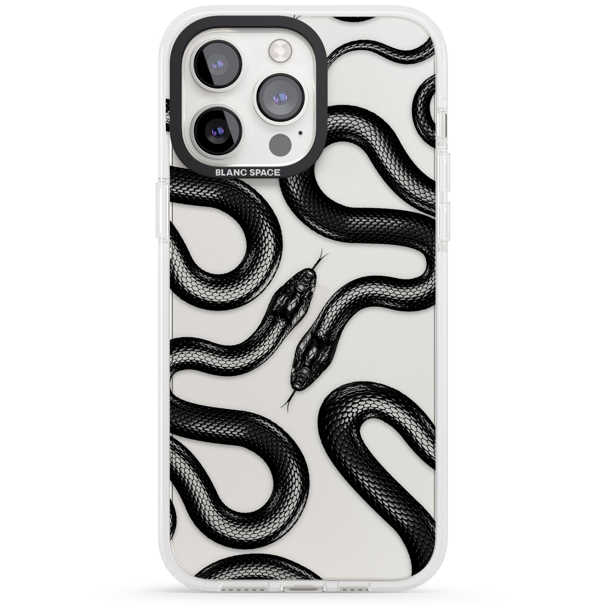 Black Kingsnake iPhone 15 Pro Max / 15 Pro / 14 Pro Max / 14 Pro / 13 Pro Clear Case Impact Air - Blanc Space