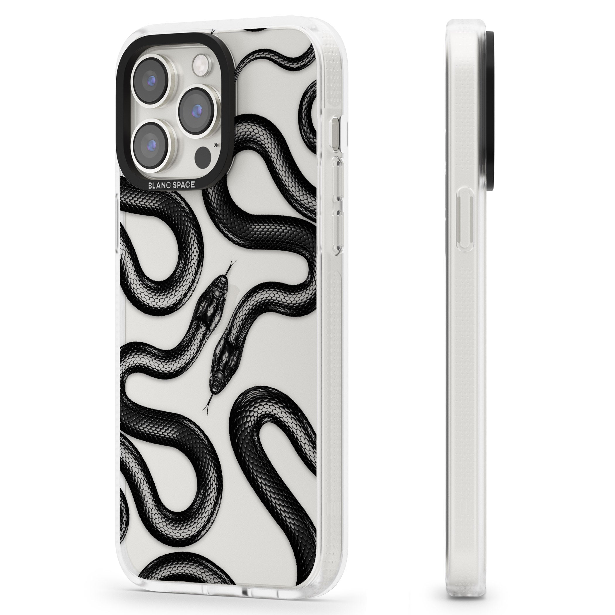 Black Kingsnake iPhone 15 Pro Max / 15 Pro / 14 Pro Max / 14 Pro / 13 Pro Clear Case Impact Air - Blanc Space