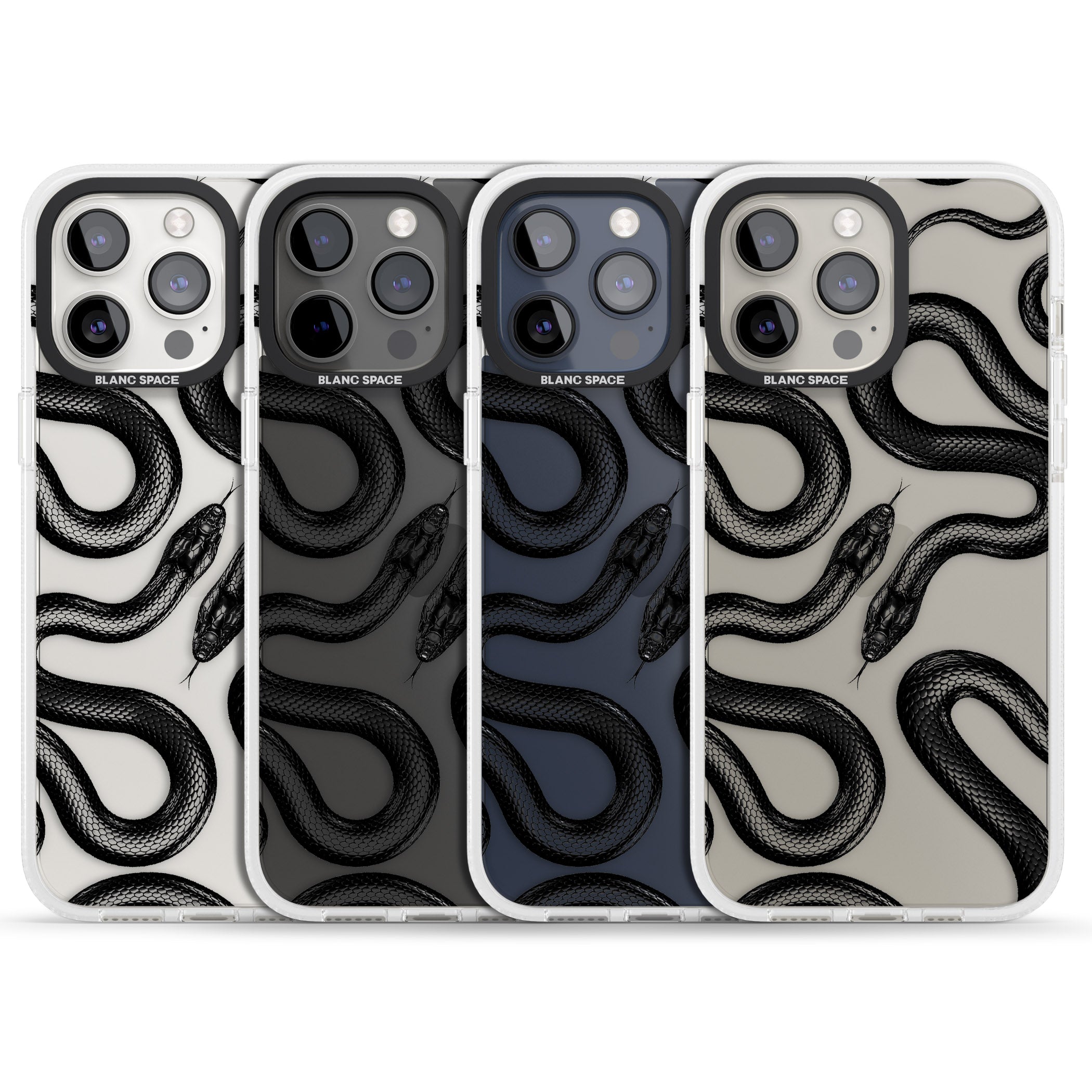 Black Kingsnake iPhone 15 Pro Max / 15 Pro / 14 Pro Max / 14 Pro / 13 Pro Clear Case Impact Air - Blanc Space