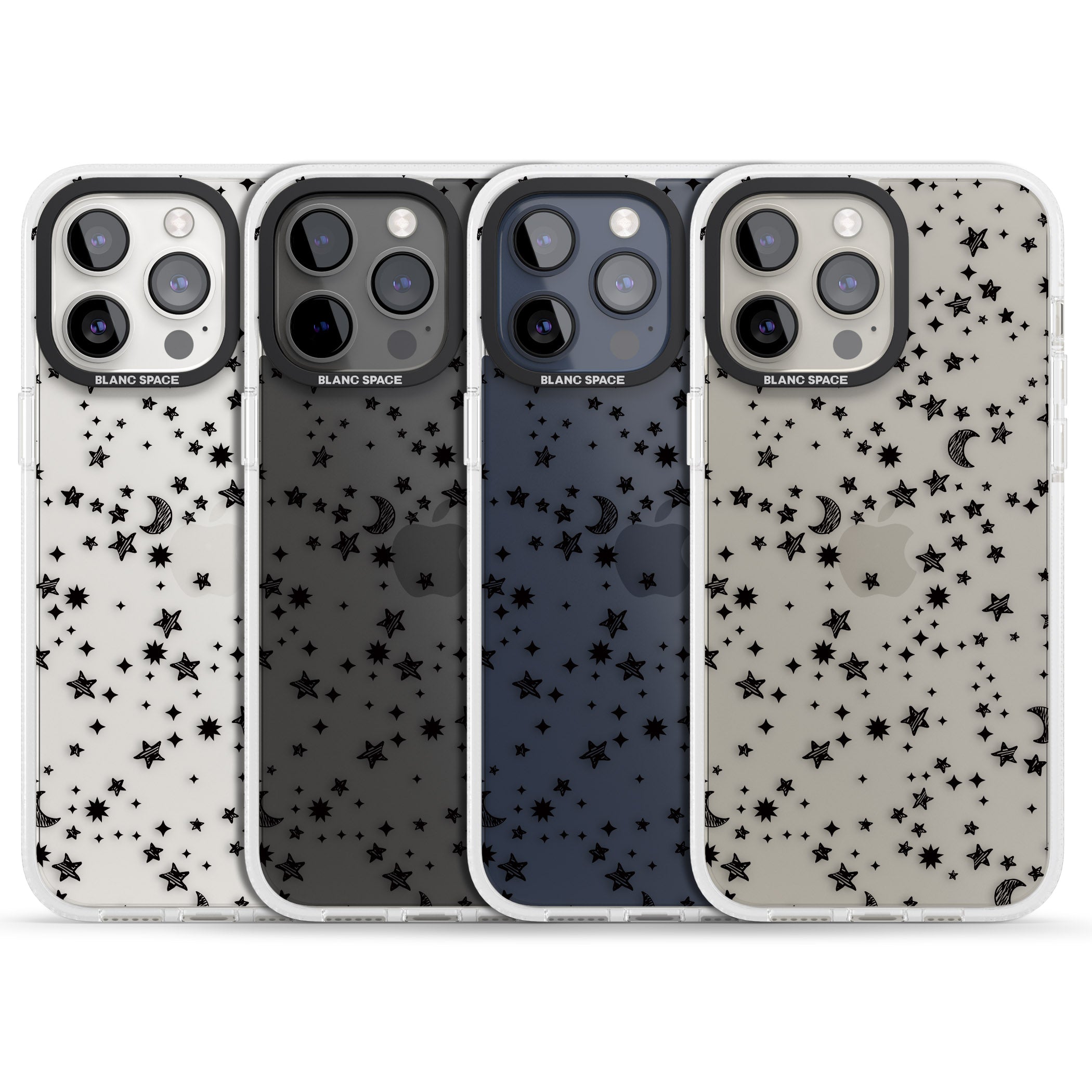 Black Cosmic Galaxy Pattern iPhone 15 Pro Max / 15 Pro / 14 Pro Max / 14 Pro / 13 Pro Clear Case Impact Air - Blanc Space