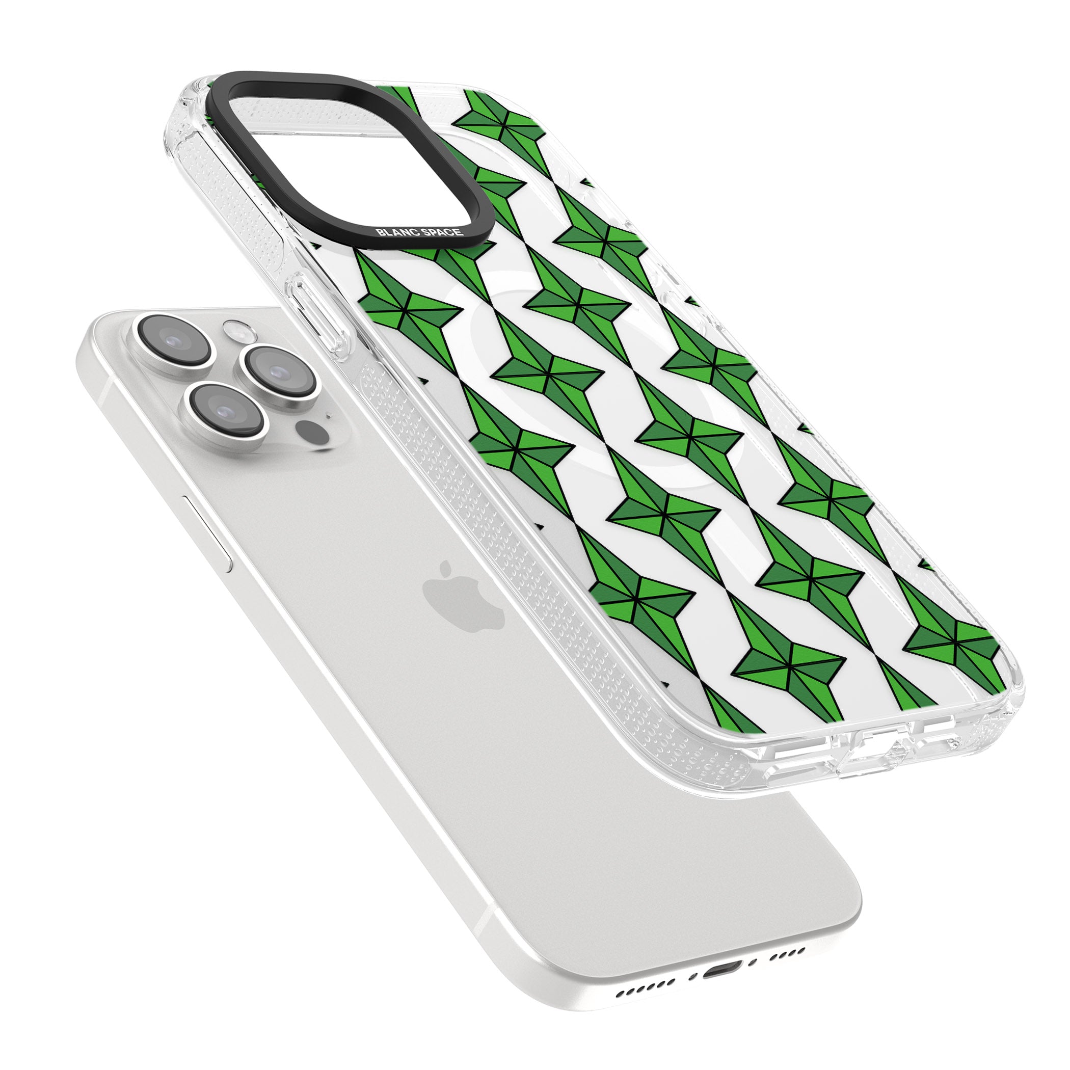 Emerald Stars Pattern (Clear) iPhone 15 Pro Max / 15 Pro / 14 Pro Max / 14 Pro / 13 Pro Clear Case Impact Air - Blanc Space