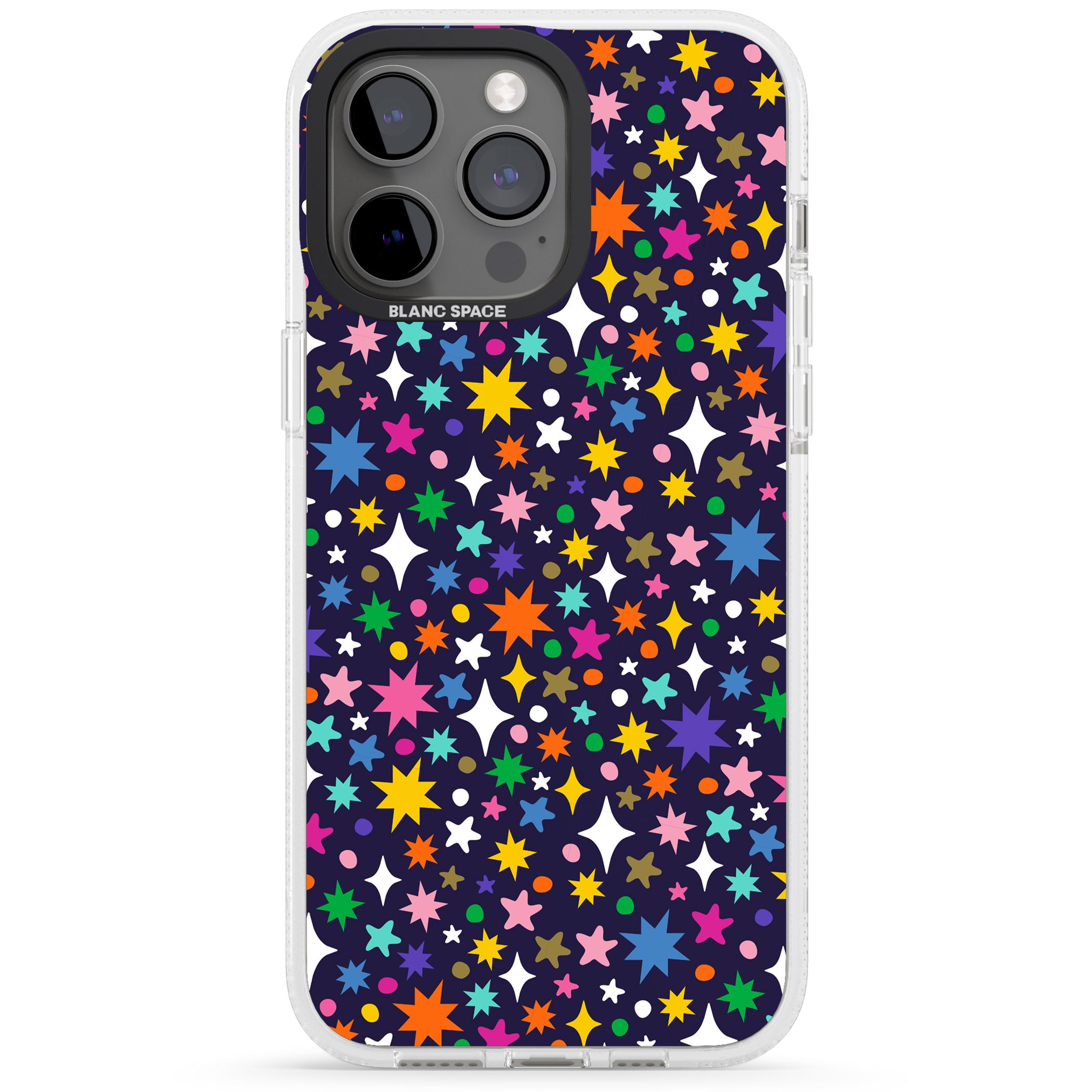 Rainbow Starburst (Purple) iPhone 15 Pro Max / 15 Pro / 14 Pro Max / 14 Pro / 13 Pro Clear Case Impact Air - Blanc Space
