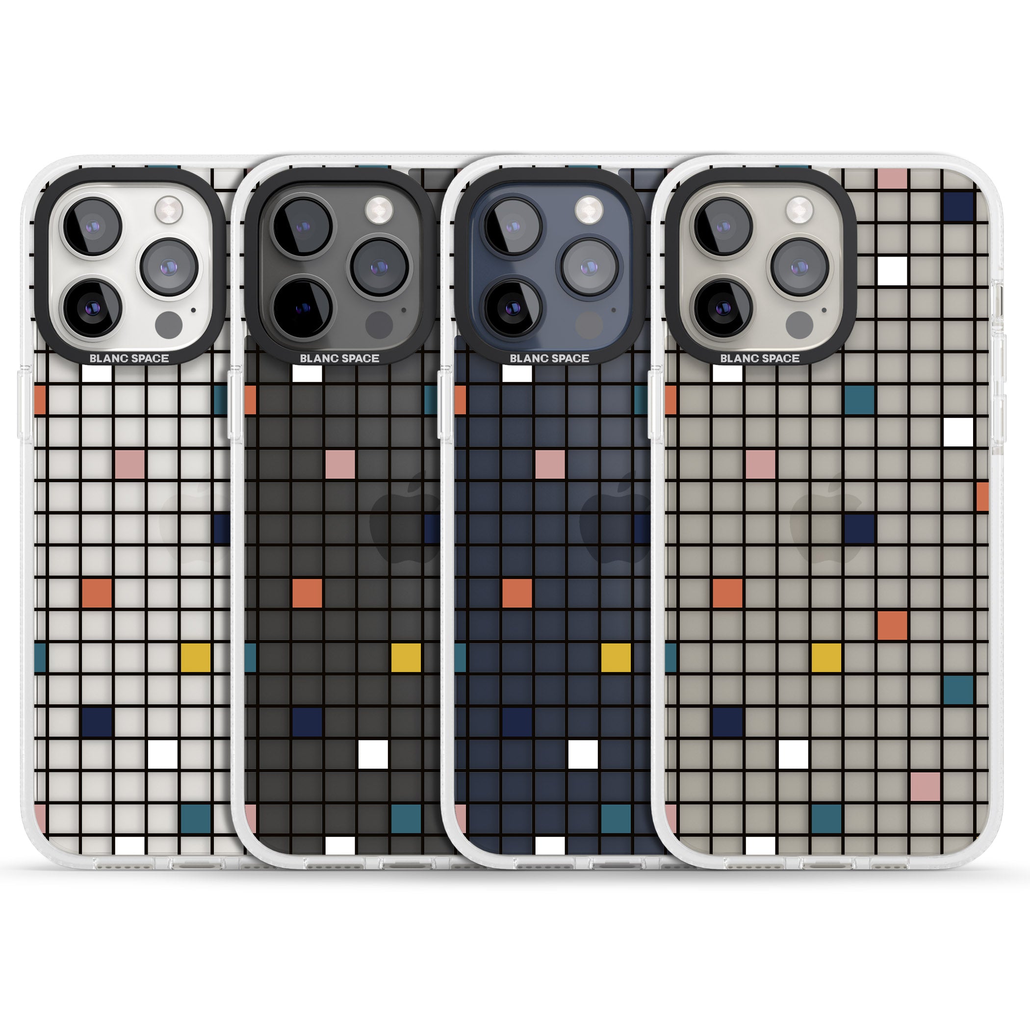 Earthtone Clear Geometric Grid iPhone 15 Pro Max / 15 Pro / 14 Pro Max / 14 Pro / 13 Pro Clear Case Impact Air - Blanc Space