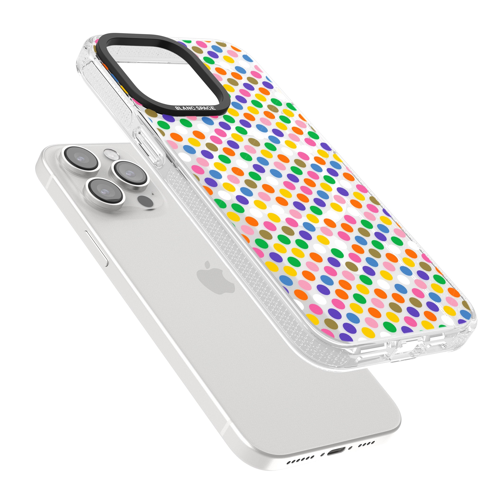 Multicolour Polka-dot Fiesta iPhone 15 Pro Max / 15 Pro / 14 Pro Max / 14 Pro / 13 Pro Clear Case Impact Air - Blanc Space