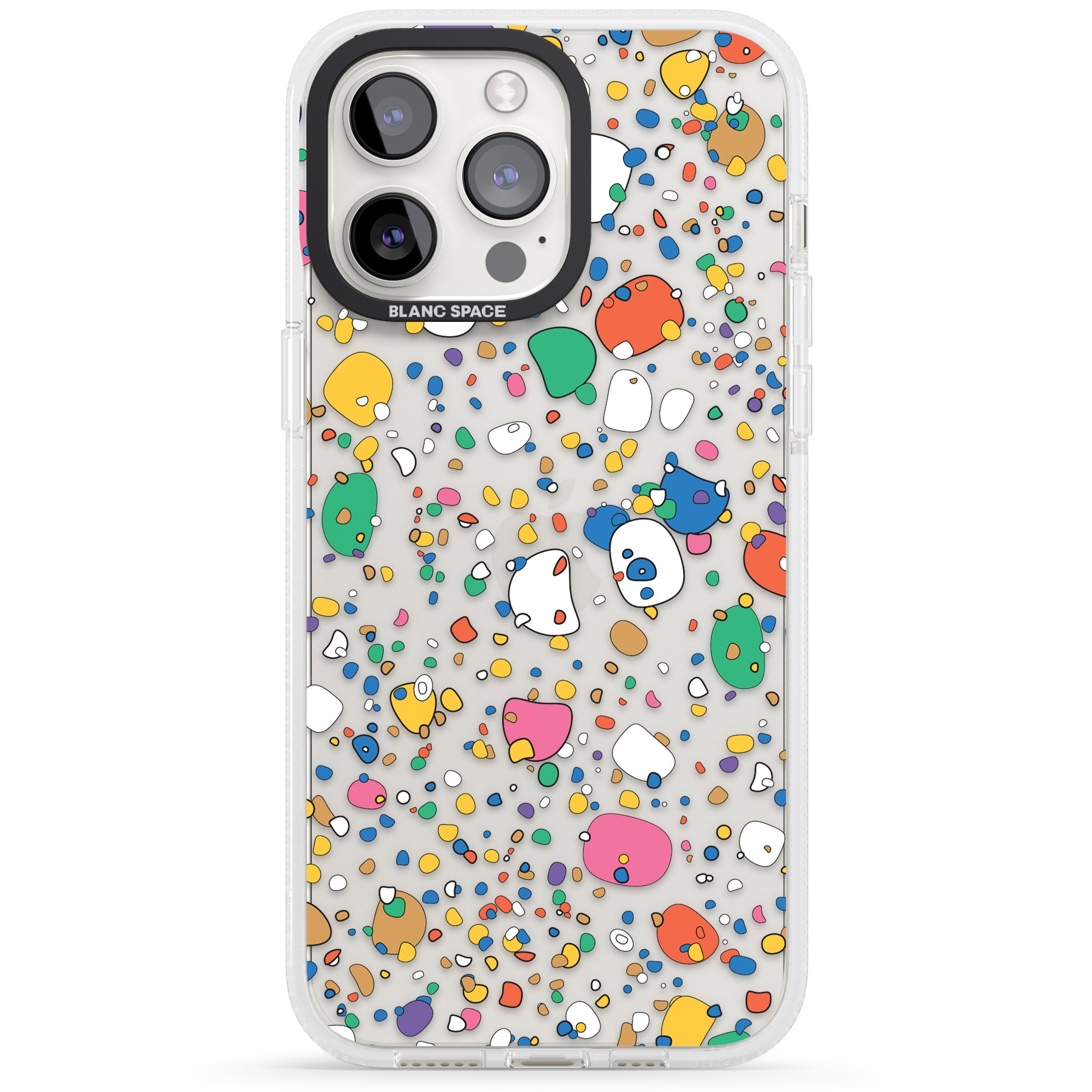 Colourful Confetti Pebbles iPhone 15 Pro Max / 15 Pro / 14 Pro Max / 14 Pro / 13 Pro Clear Case Impact Air - Blanc Space