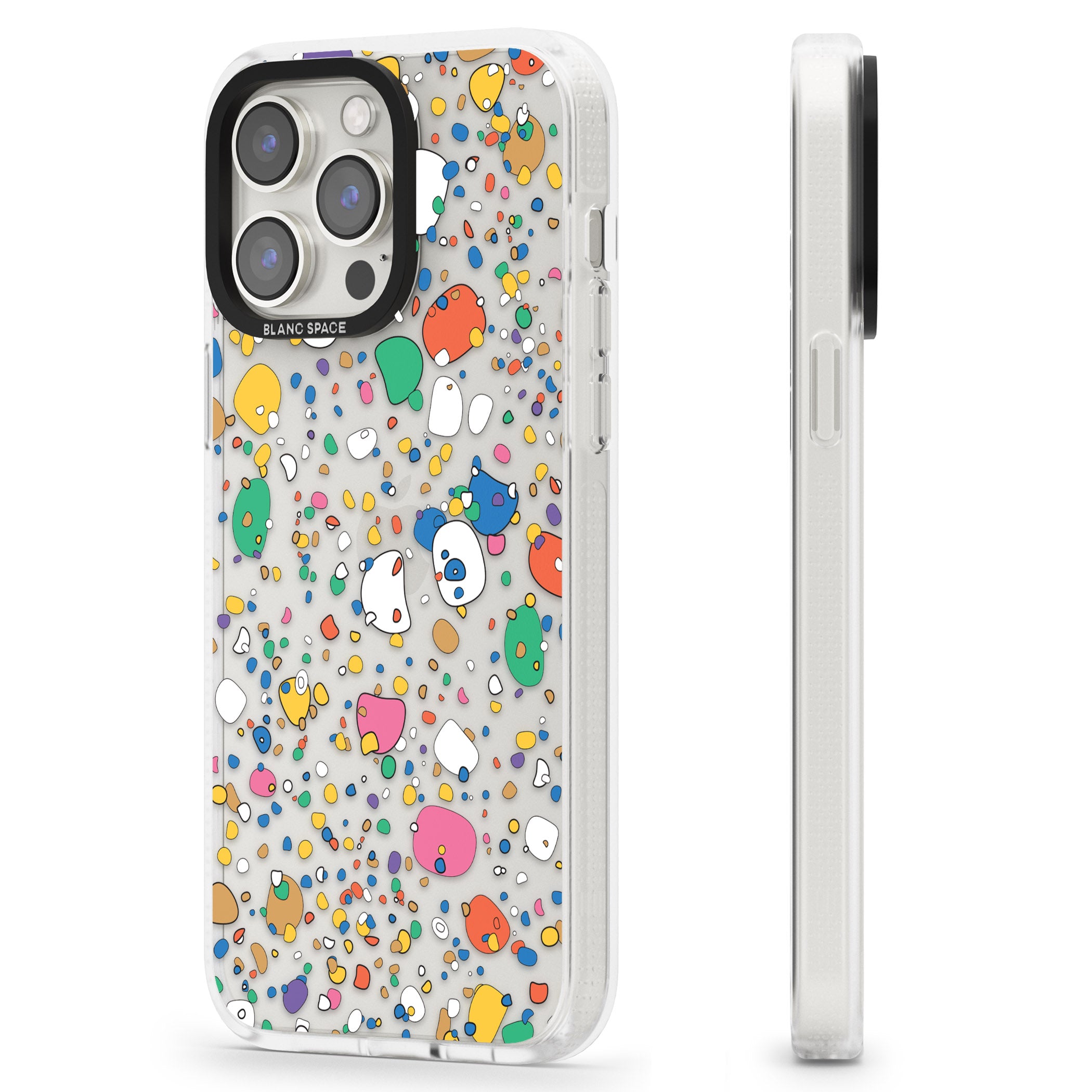Colourful Confetti Pebbles iPhone 15 Pro Max / 15 Pro / 14 Pro Max / 14 Pro / 13 Pro Clear Case Impact Air - Blanc Space