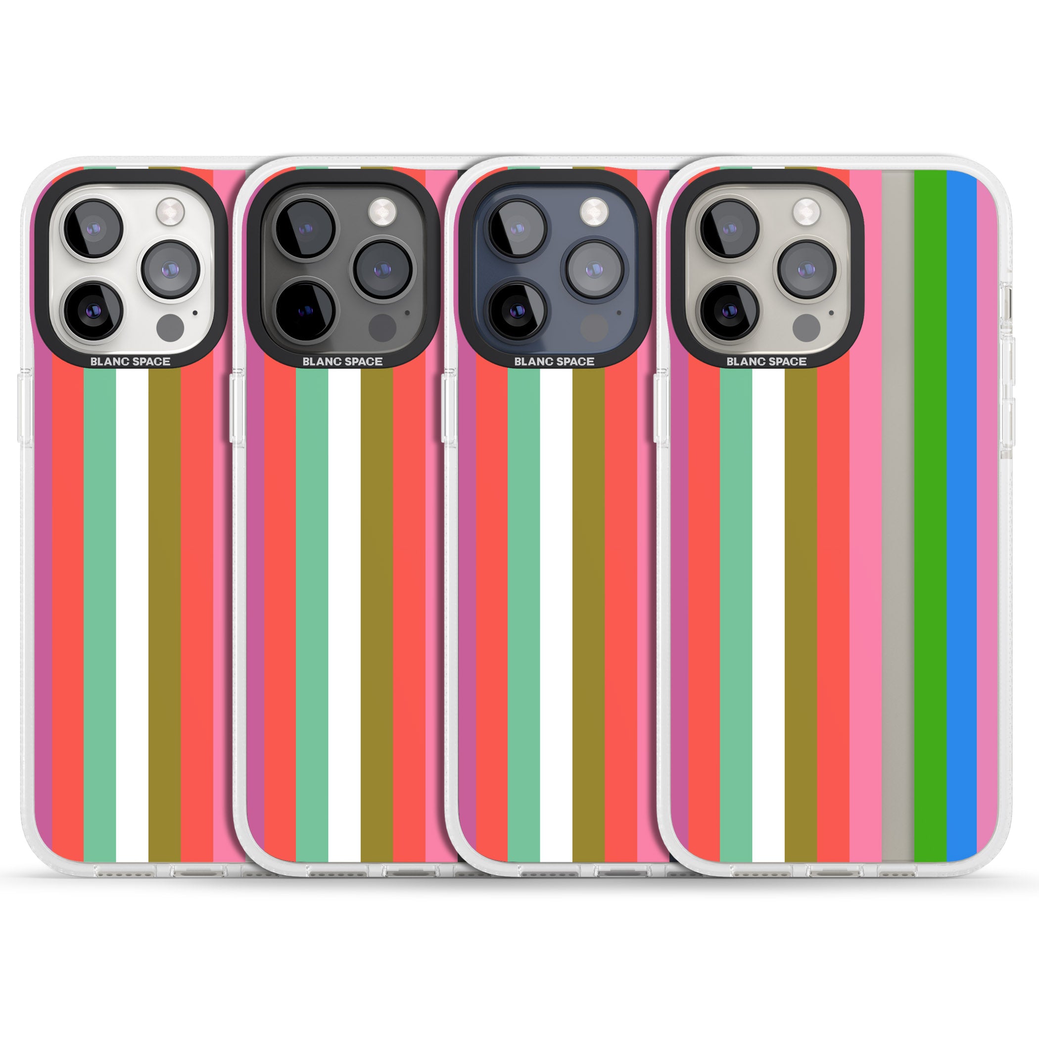 Vibrant Stripes iPhone 15 Pro Max / 15 Pro / 14 Pro Max / 14 Pro / 13 Pro Clear Case Impact Air - Blanc Space
