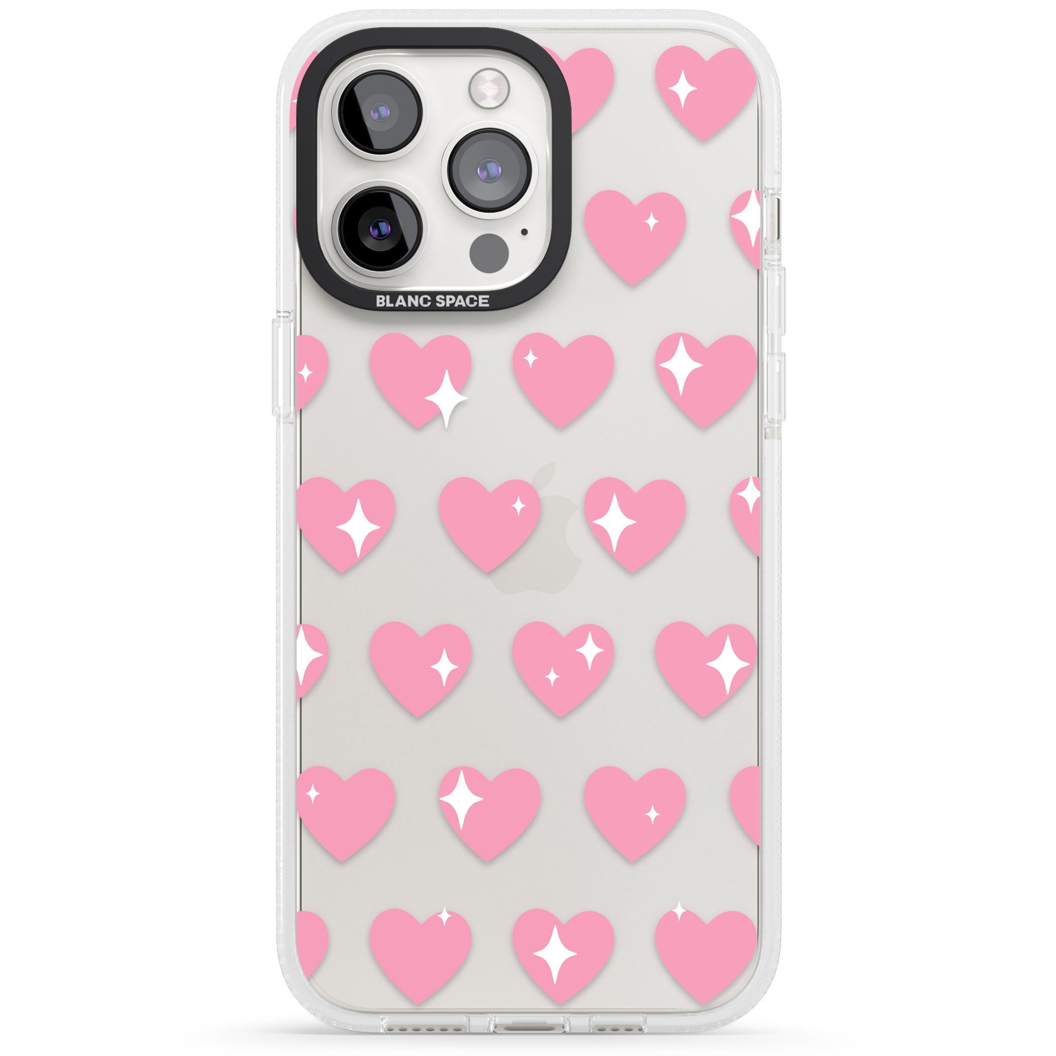 Sweet Hearts iPhone 15 Pro Max / 15 Pro / 14 Pro Max / 14 Pro / 13 Pro Clear Case Impact Air - Blanc Space