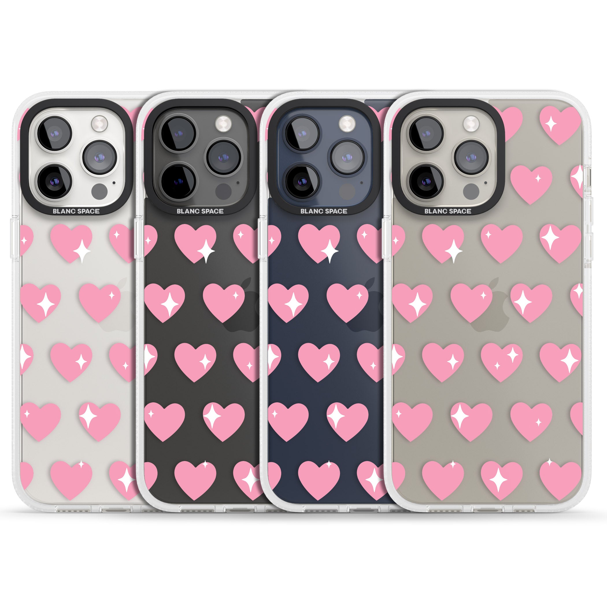 Sweet Hearts iPhone 15 Pro Max / 15 Pro / 14 Pro Max / 14 Pro / 13 Pro Clear Case Impact Air - Blanc Space