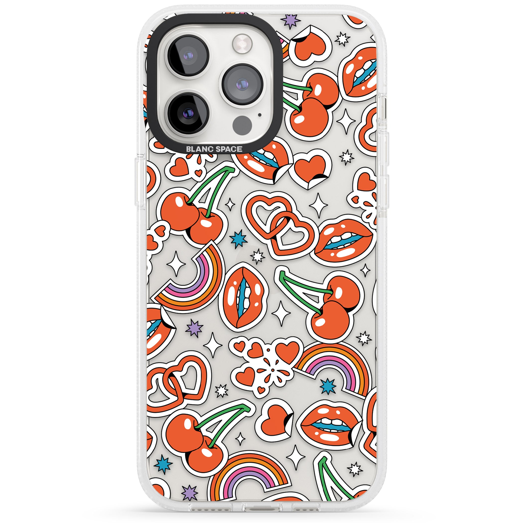 Red Sticker Pop iPhone 15 Pro Max / 15 Pro / 14 Pro Max / 14 Pro / 13 Pro Clear Case Impact Air - Blanc Space