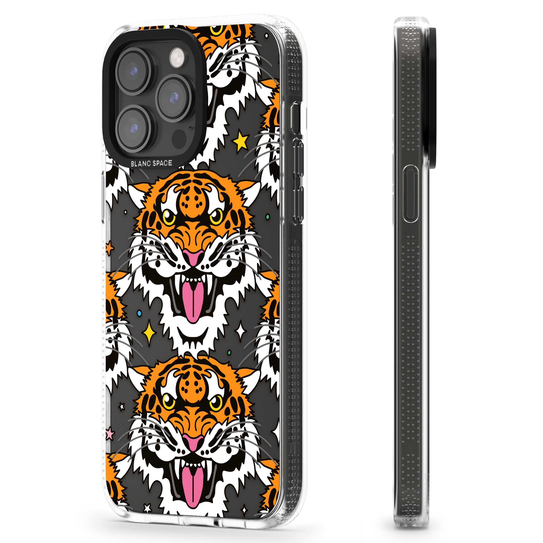Fierce Jungle Tigers iPhone 15 Pro Max / 15 Pro / 14 Pro Max / 14 Pro / 13 Pro Clear Case Impact Air - Blanc Space