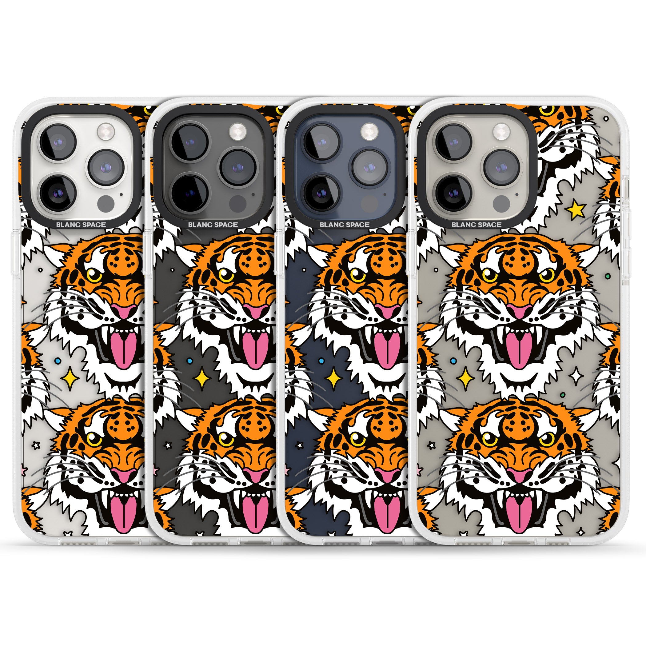 Fierce Jungle Tigers iPhone 15 Pro Max / 15 Pro / 14 Pro Max / 14 Pro / 13 Pro Clear Case Impact Air - Blanc Space