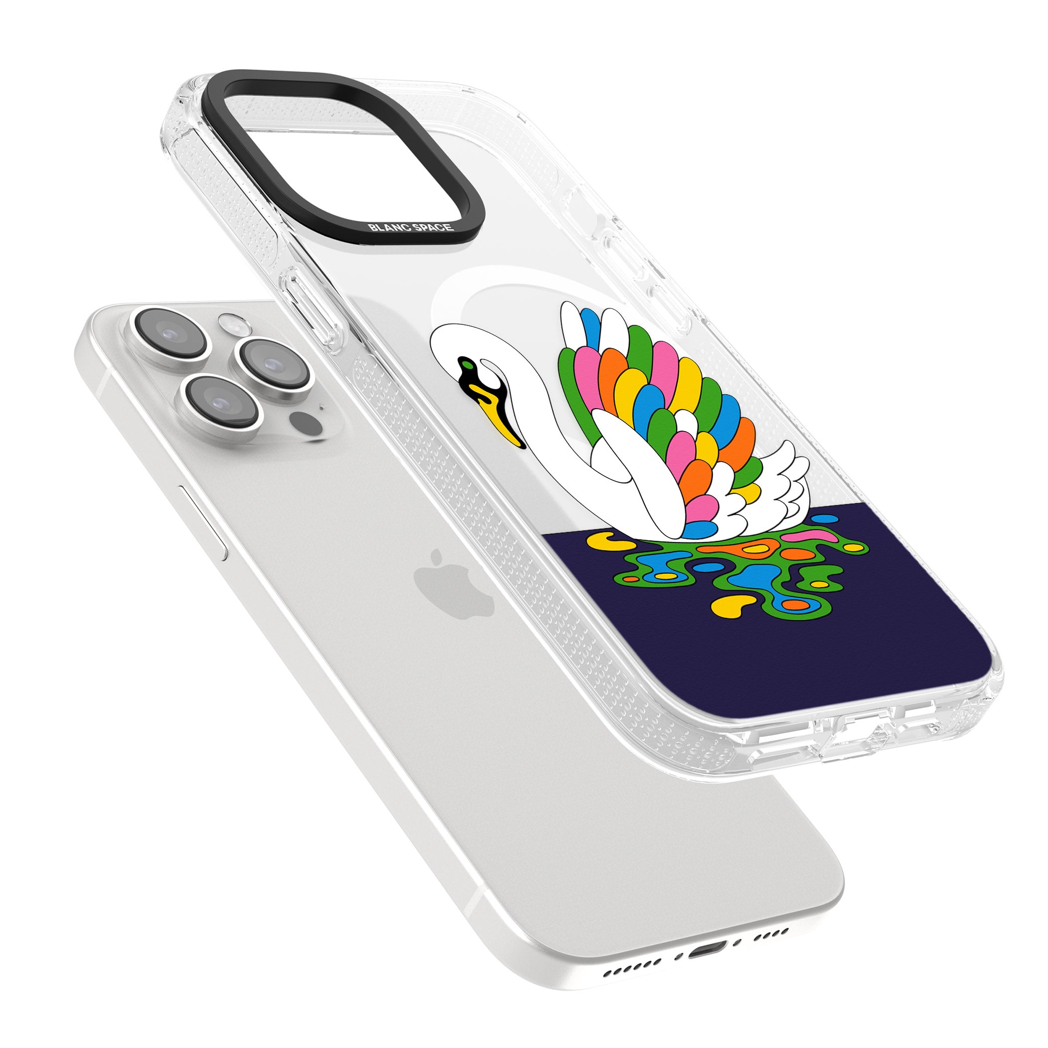 Serene Swan iPhone 15 Pro Max / 15 Pro / 14 Pro Max / 14 Pro / 13 Pro Clear Case Impact Air - Blanc Space