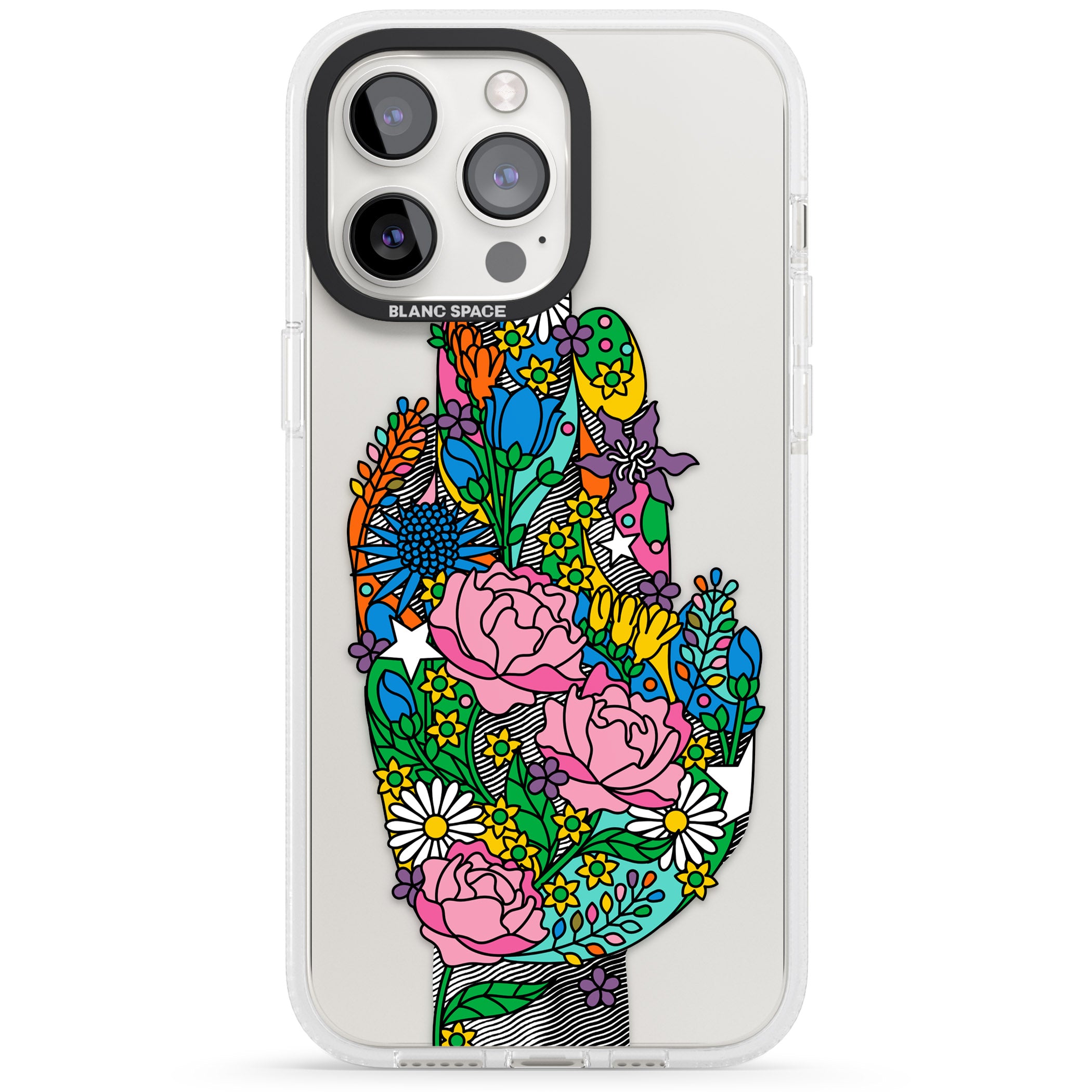 Garden Touch iPhone 15 Pro Max / 15 Pro / 14 Pro Max / 14 Pro / 13 Pro Clear Case Impact Air - Blanc Space