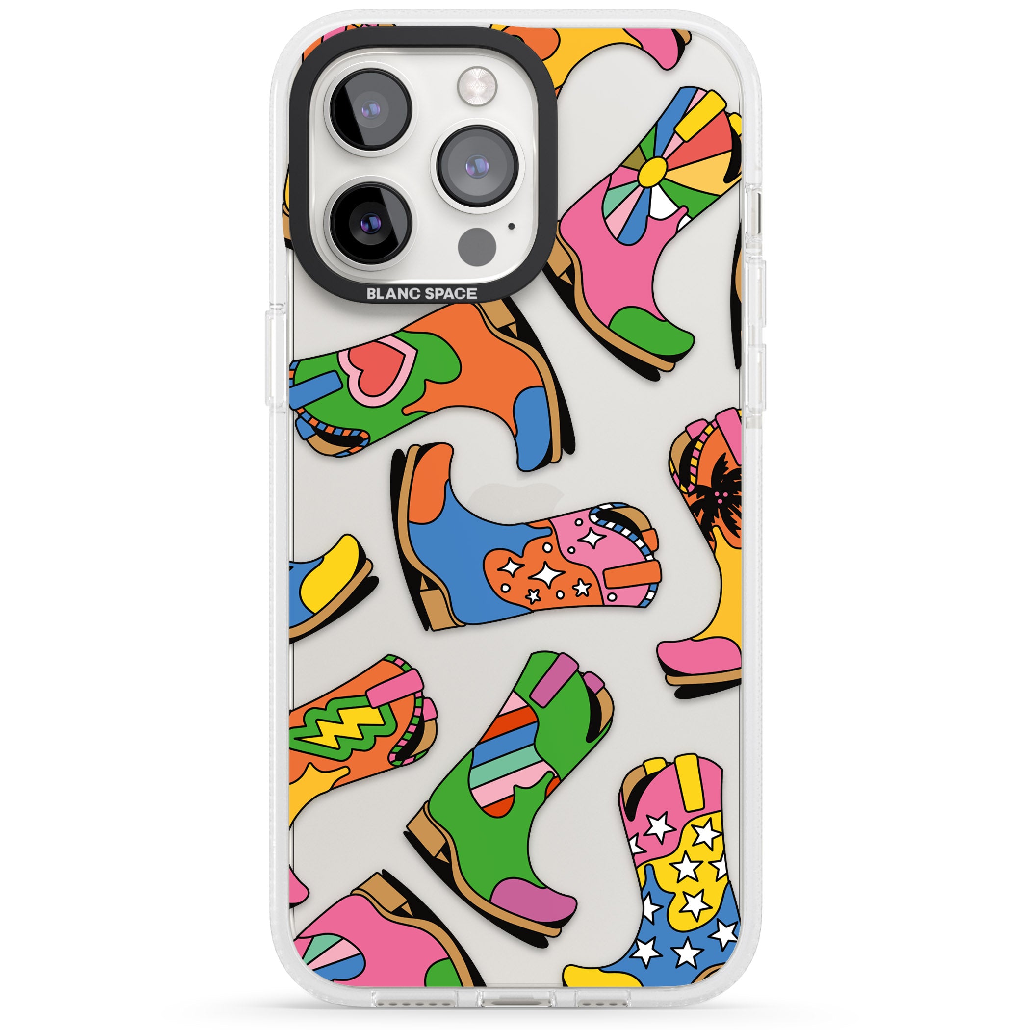 Starburst Boots iPhone 15 Pro Max / 15 Pro / 14 Pro Max / 14 Pro / 13 Pro Clear Case Impact Air - Blanc Space