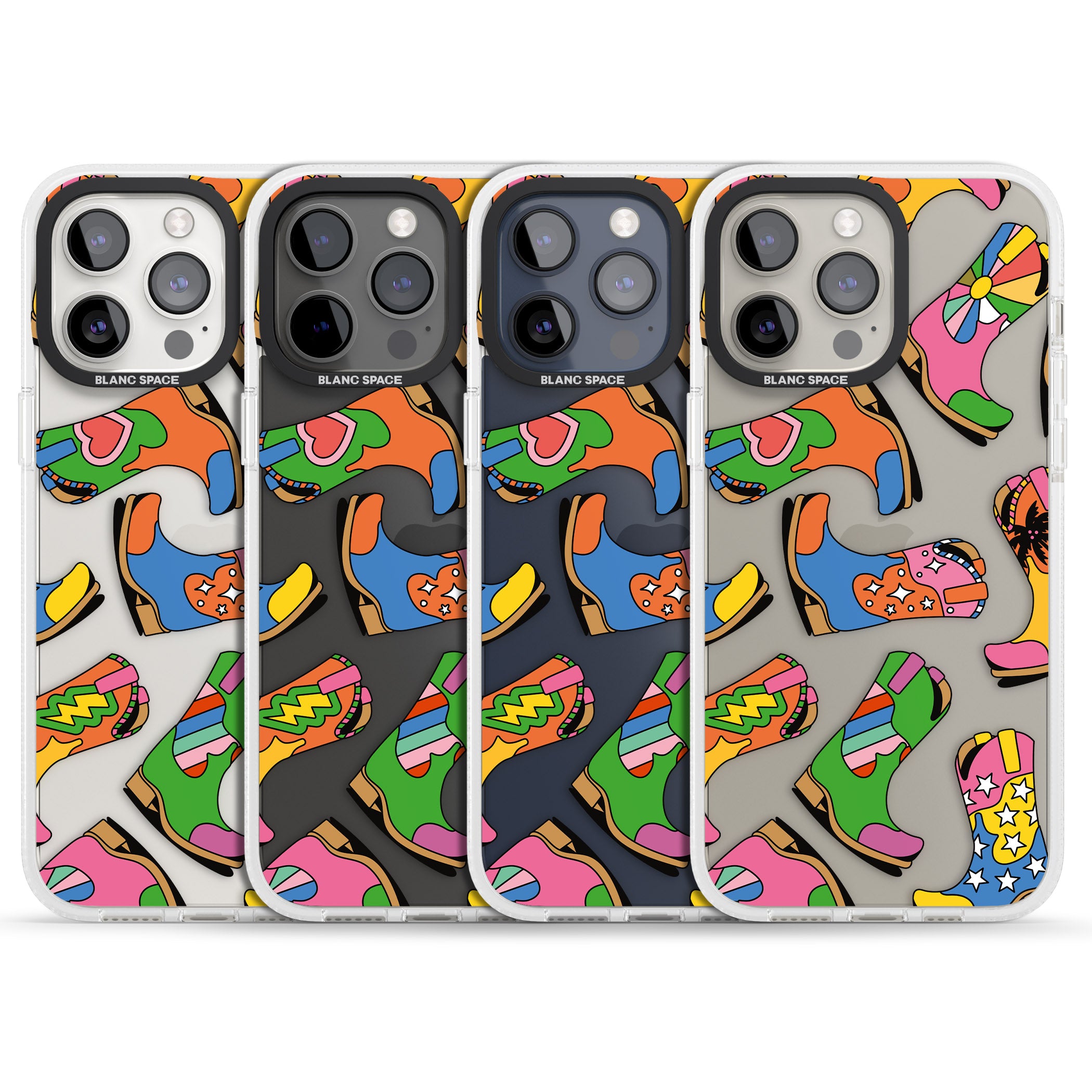 Starburst Boots iPhone 15 Pro Max / 15 Pro / 14 Pro Max / 14 Pro / 13 Pro Clear Case Impact Air - Blanc Space