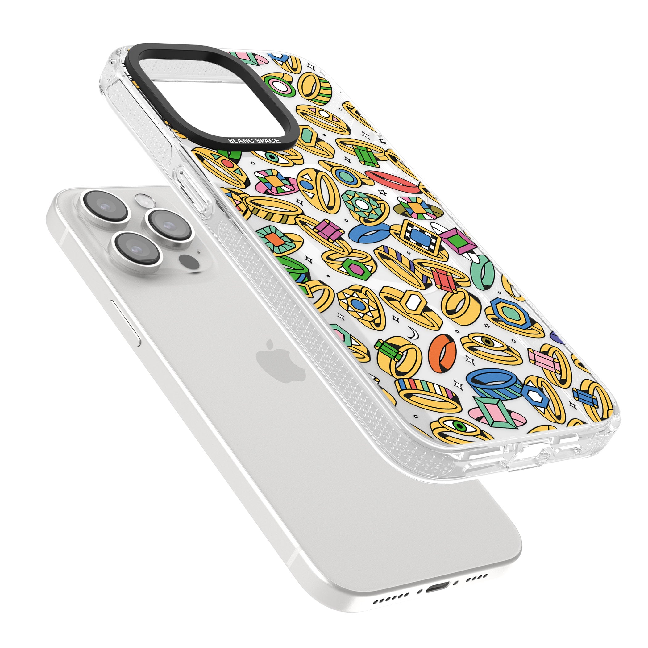 Gemstone Glitz iPhone 15 Pro Max / 15 Pro / 14 Pro Max / 14 Pro / 13 Pro Clear Case Impact Air - Blanc Space