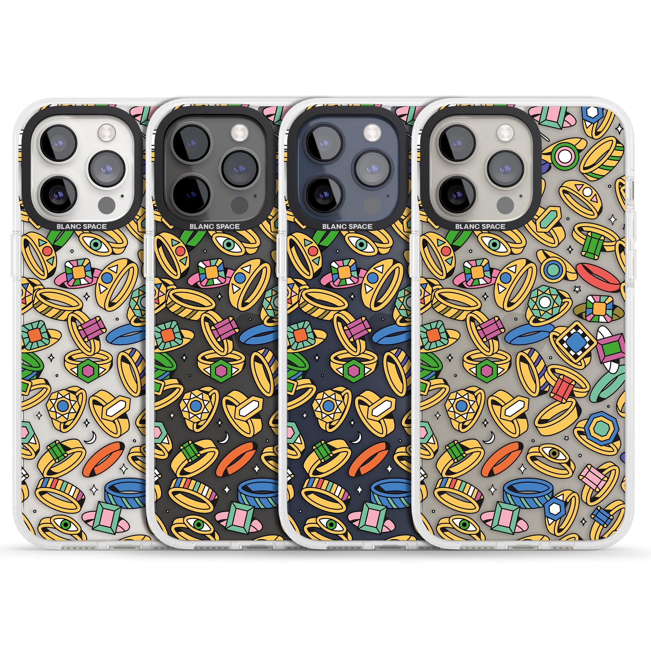 Gemstone Glitz iPhone 15 Pro Max / 15 Pro / 14 Pro Max / 14 Pro / 13 Pro Clear Case Impact Air - Blanc Space