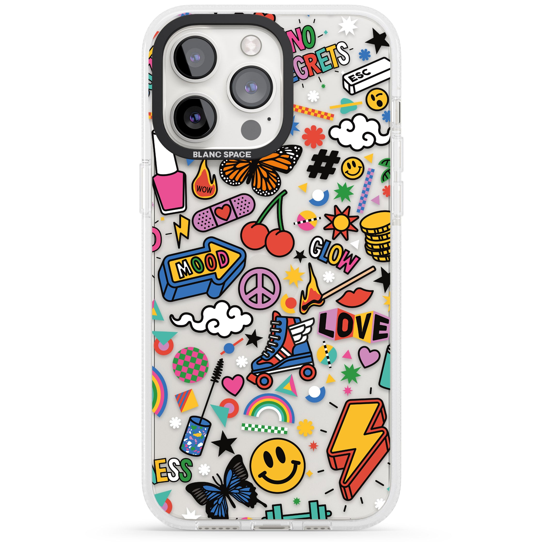 Electric Love iPhone 15 Pro Max / 15 Pro / 14 Pro Max / 14 Pro / 13 Pro Clear Case Impact Air - Blanc Space