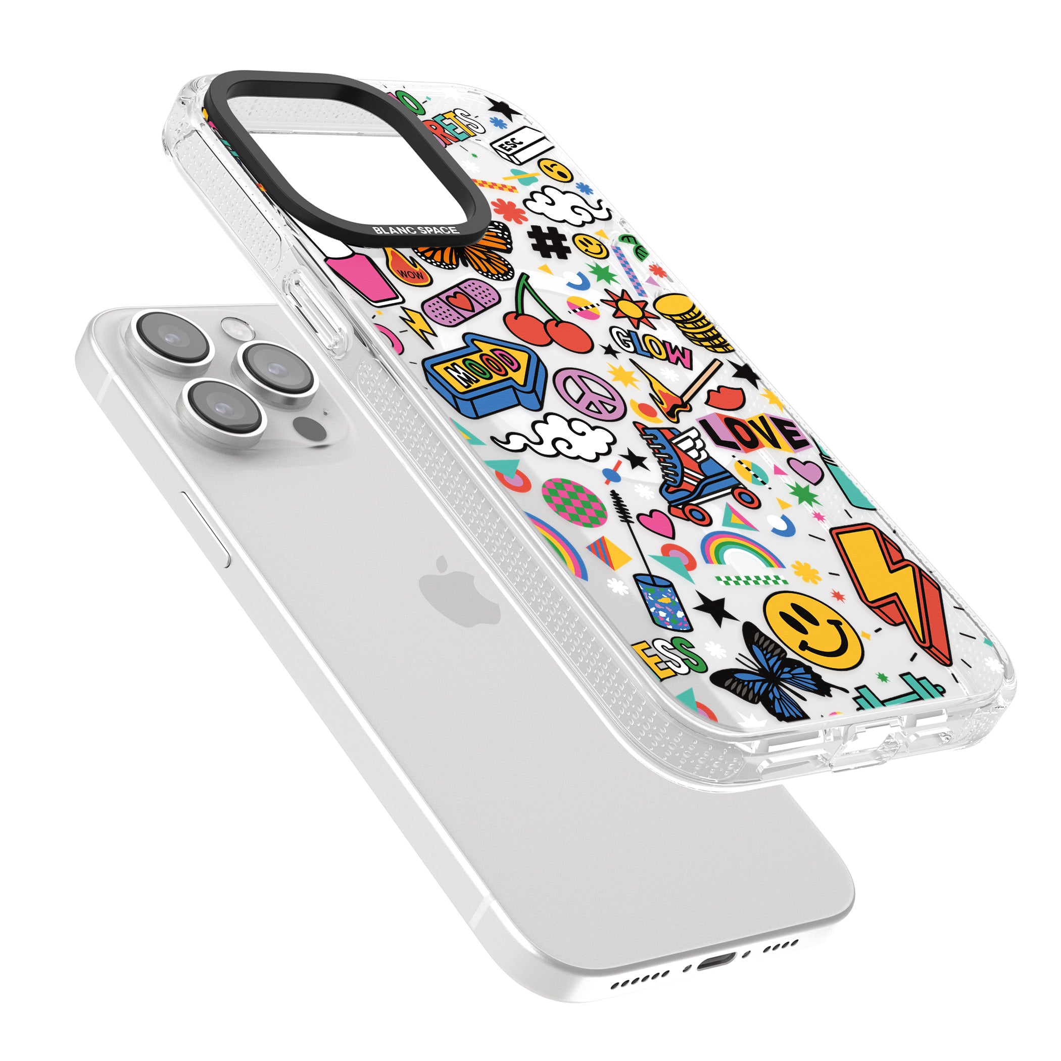 Electric Love iPhone 15 Pro Max / 15 Pro / 14 Pro Max / 14 Pro / 13 Pro Clear Case Impact Air - Blanc Space